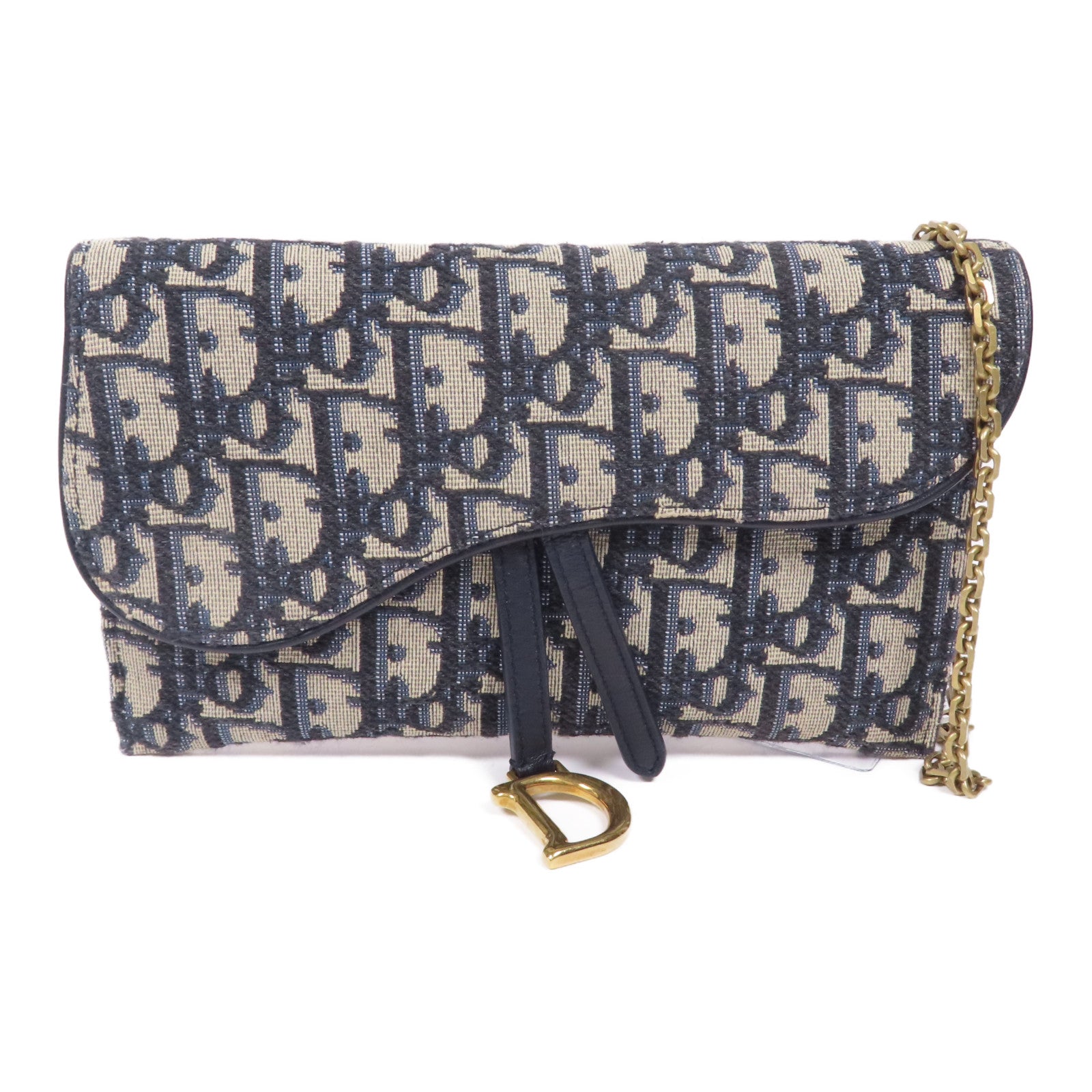 Dior 帆布Small Saddle Pouch With Chain金扣肩背袋