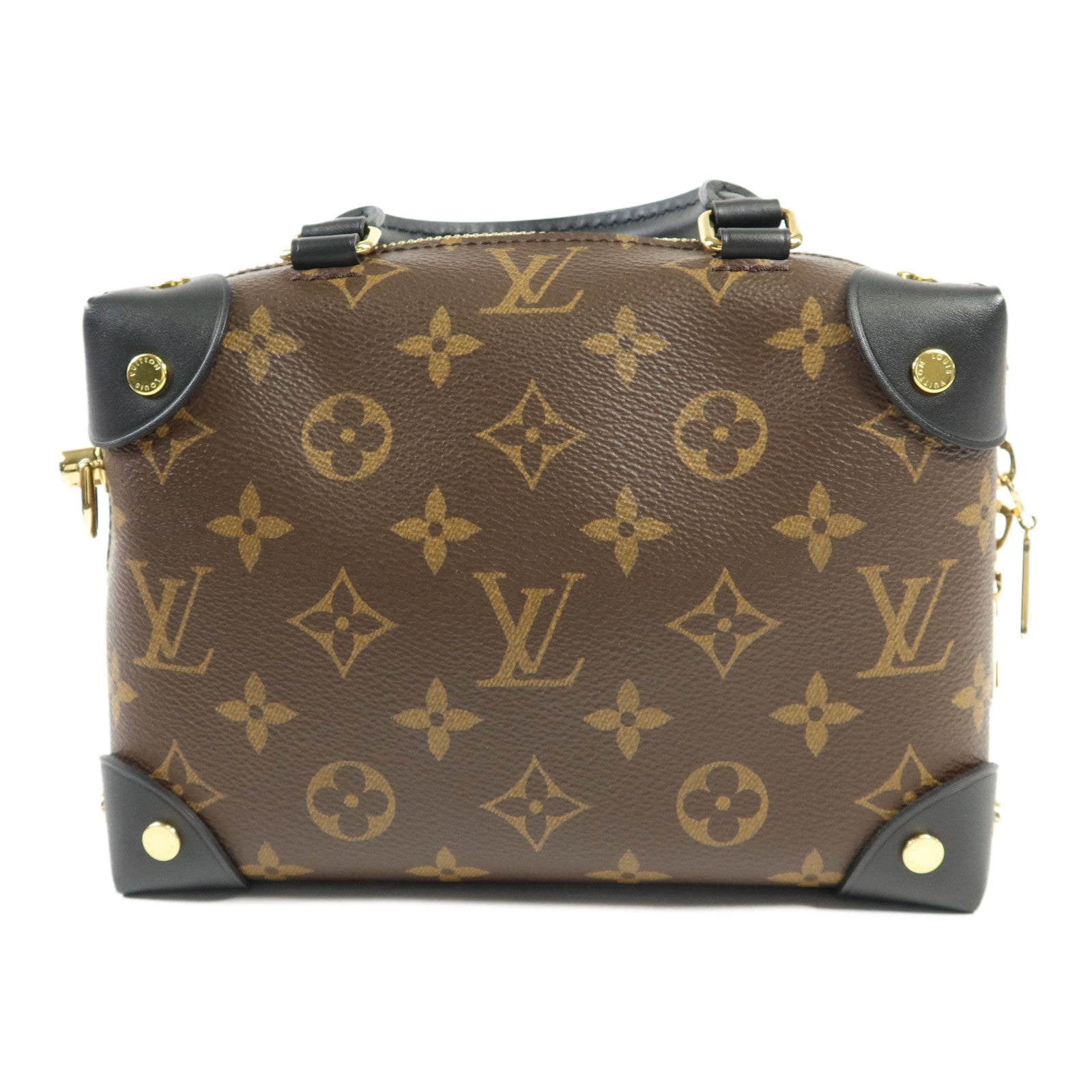LOUIS VUITTON Monogram Petite Malle Souple金扣手挽肩背兩用袋棕色