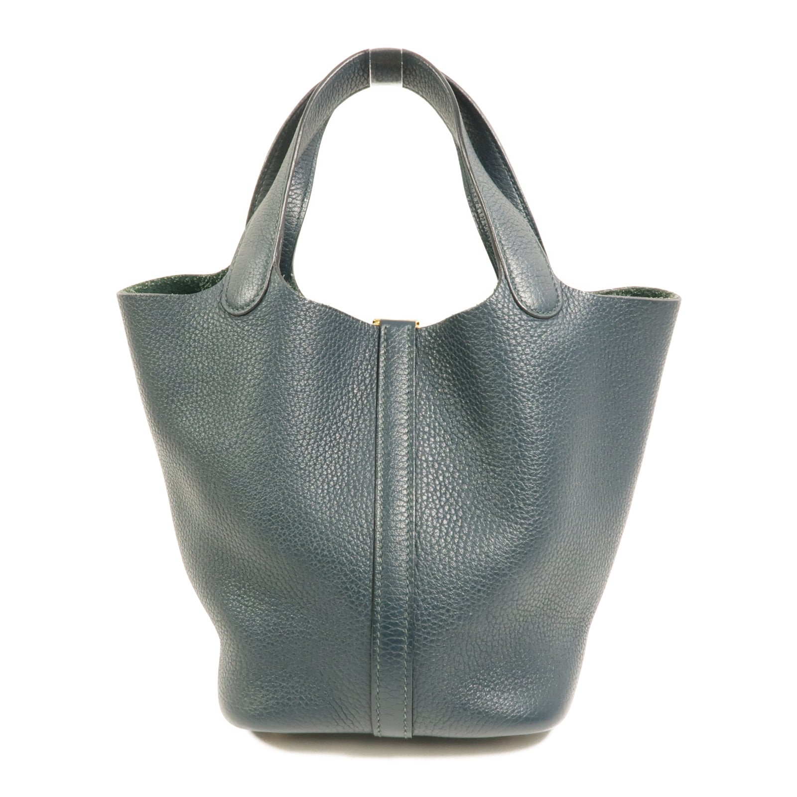 HERMES Clemence皮革Picotin PM手挽袋Vert Cypres