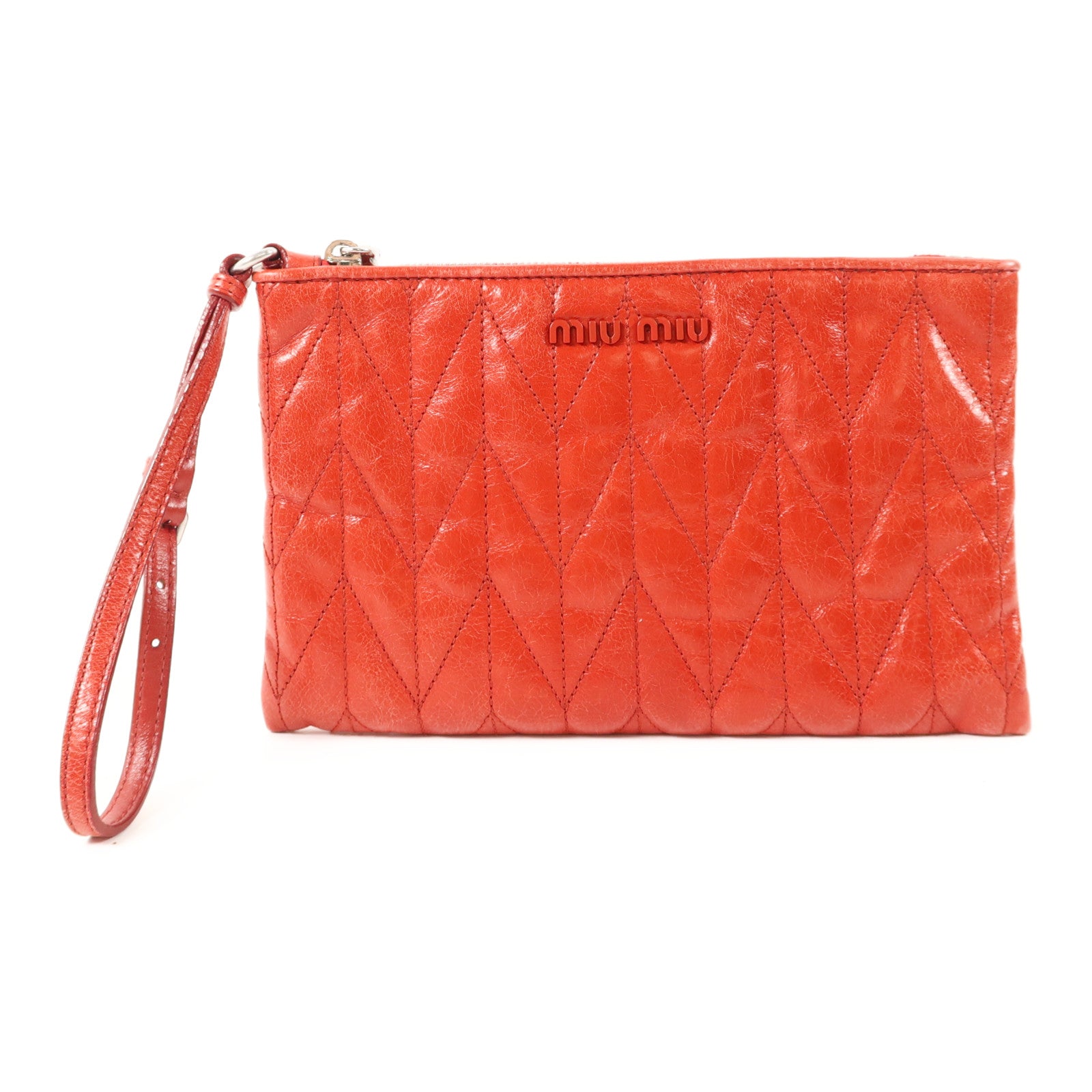 Miu Miu 牛皮皮革Pouch銀扣小袋