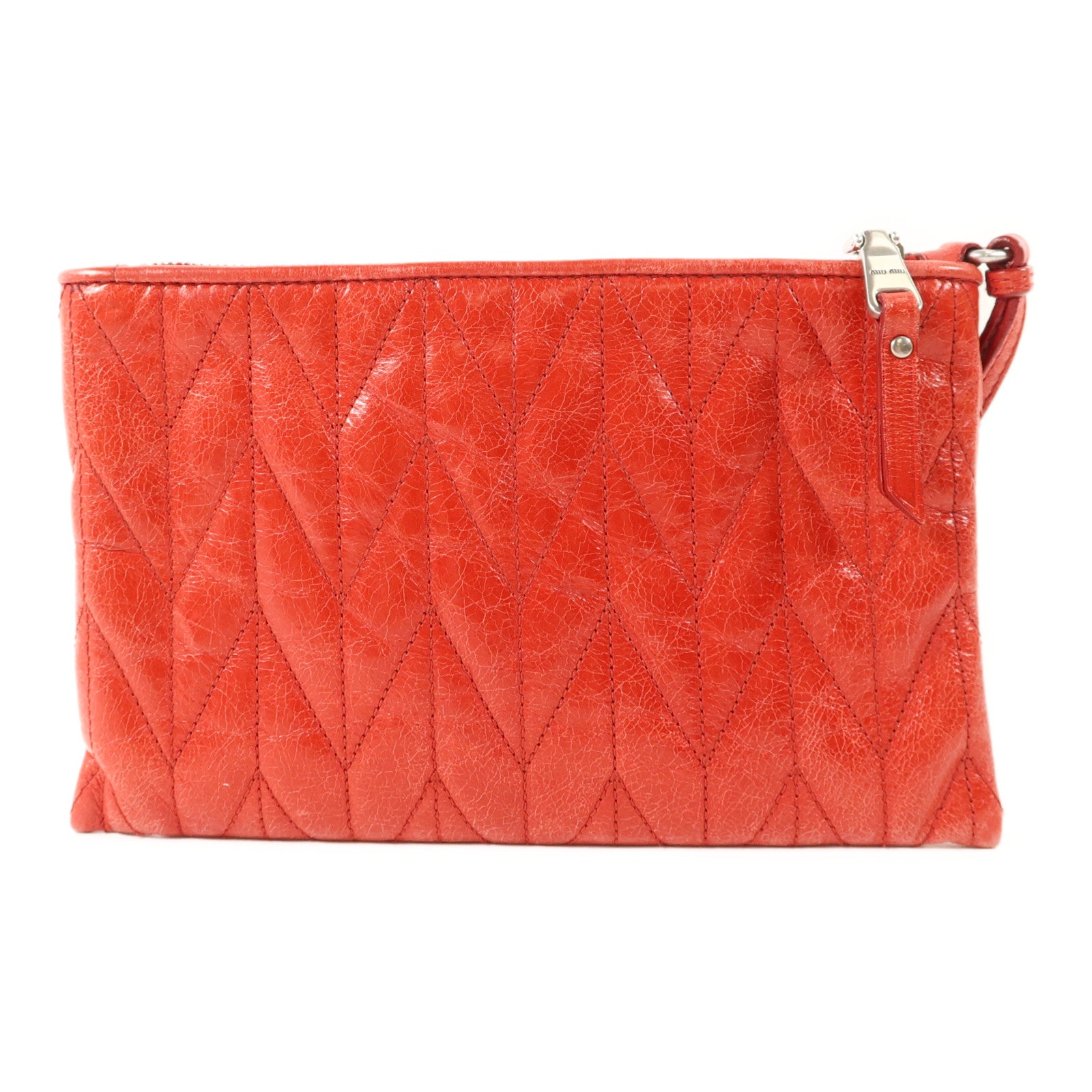 Miu Miu 牛皮皮革Pouch銀扣小袋