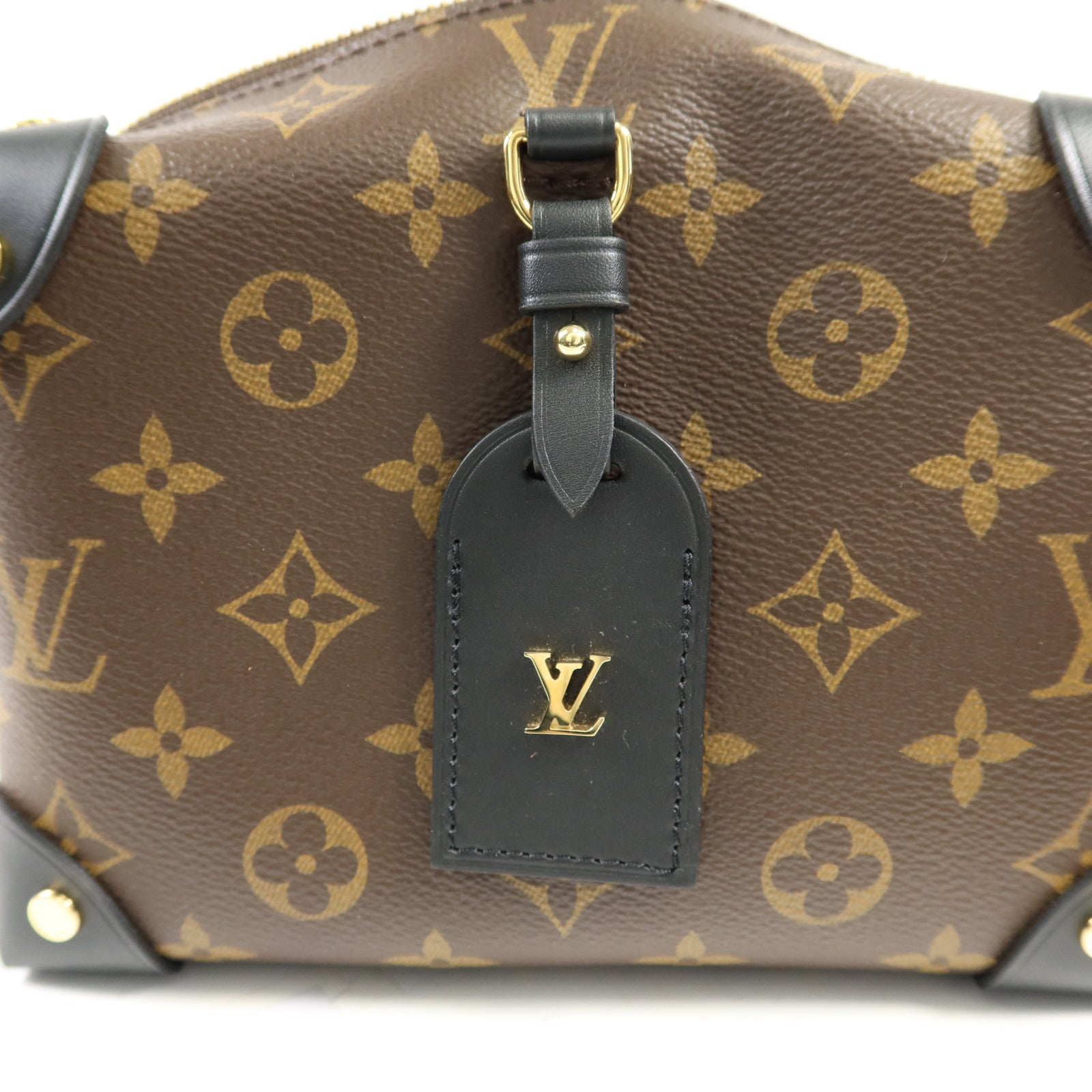 LOUIS VUITTON Monogram Petite Malle Souple金扣手挽肩背兩用袋棕色