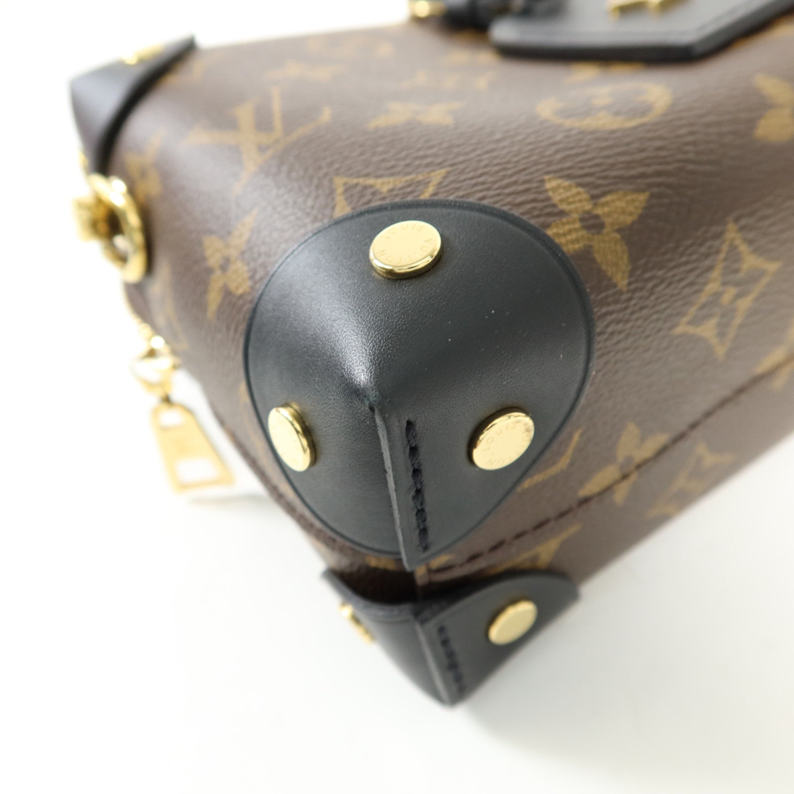LOUIS VUITTON Monogram Petite Malle Souple金扣手挽肩背兩用袋棕色