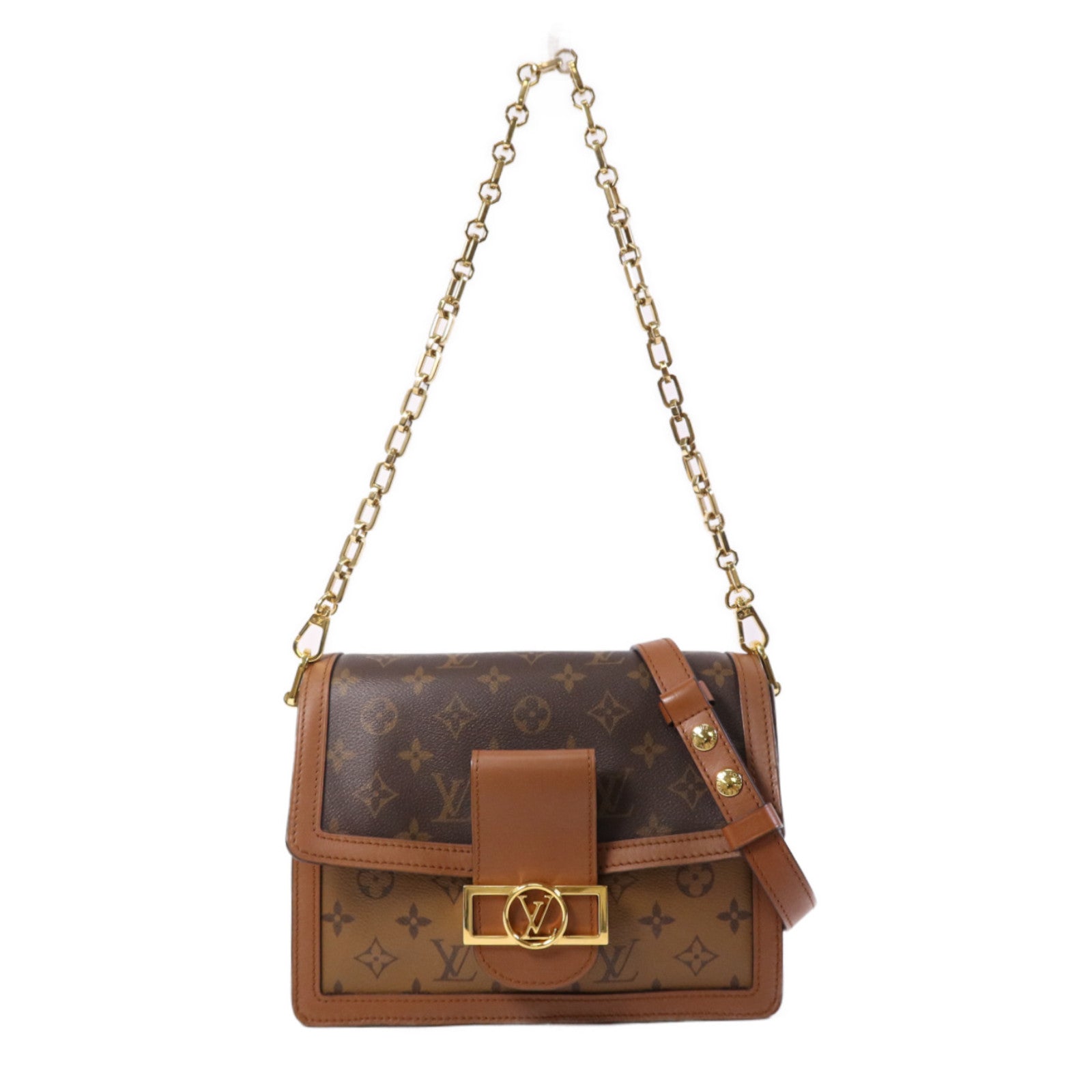 LOUIS VUITTON 【激減優惠】Monogram Reverse Dauphine MM金扣肩背袋