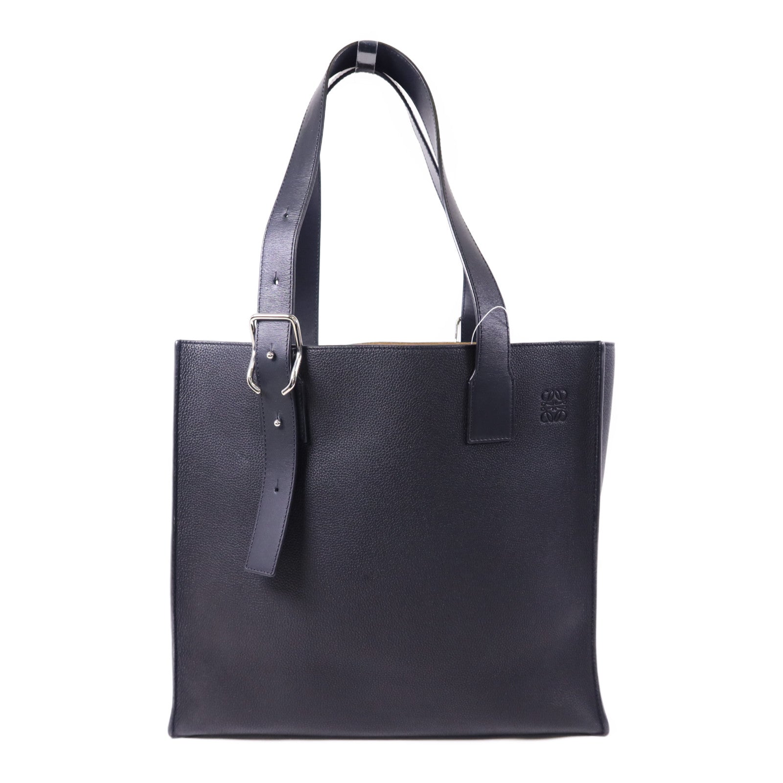 LOEWE 牛皮皮革Buckle Horizontal Tote銀扣肩背袋