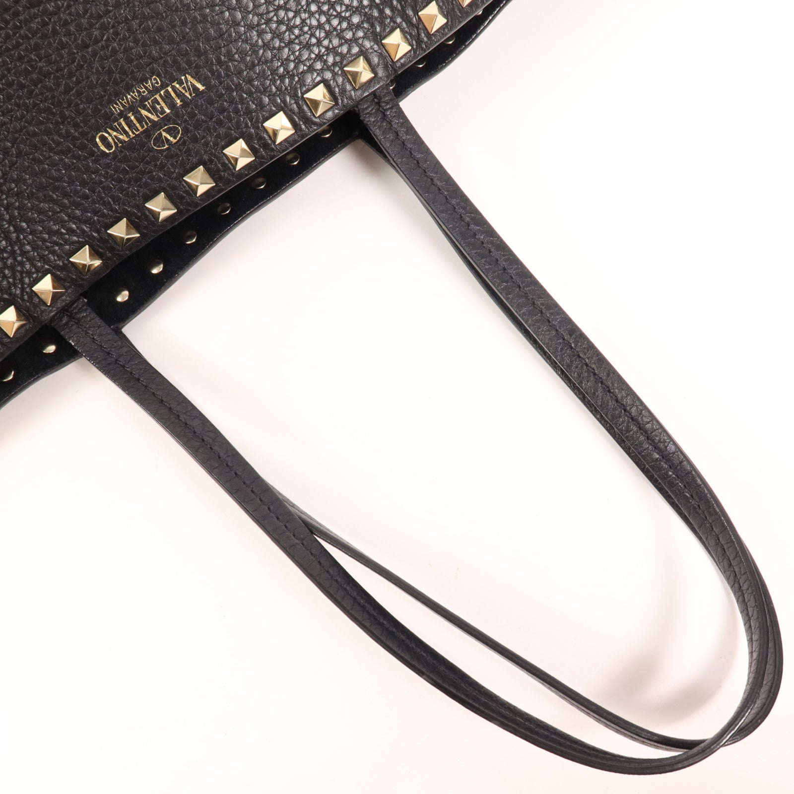 Valentino 牛皮皮革Tote Bag金扣肩背袋