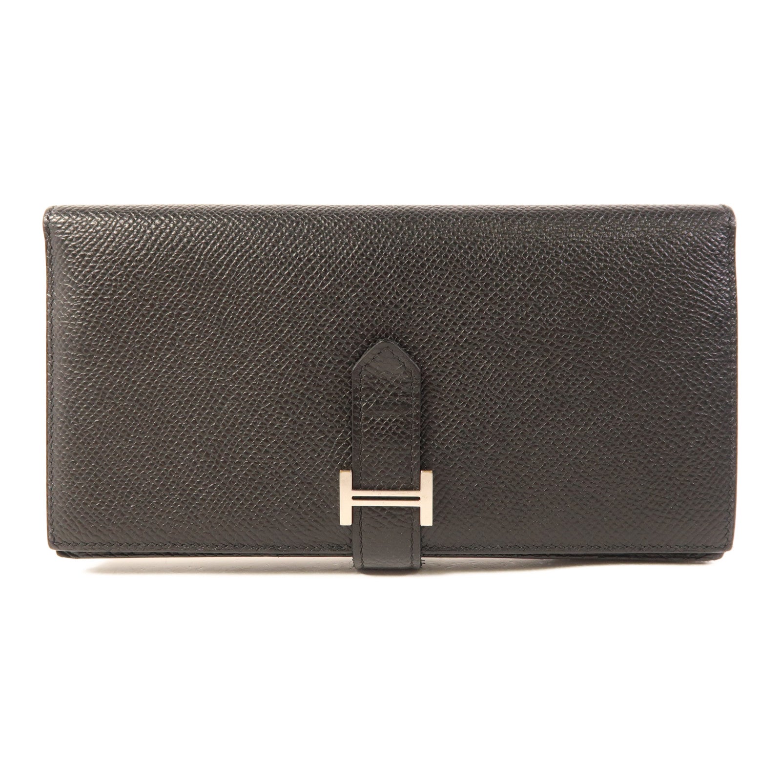 HERMES Epsom皮革Bearn Wallet銀扣長錢包Noir