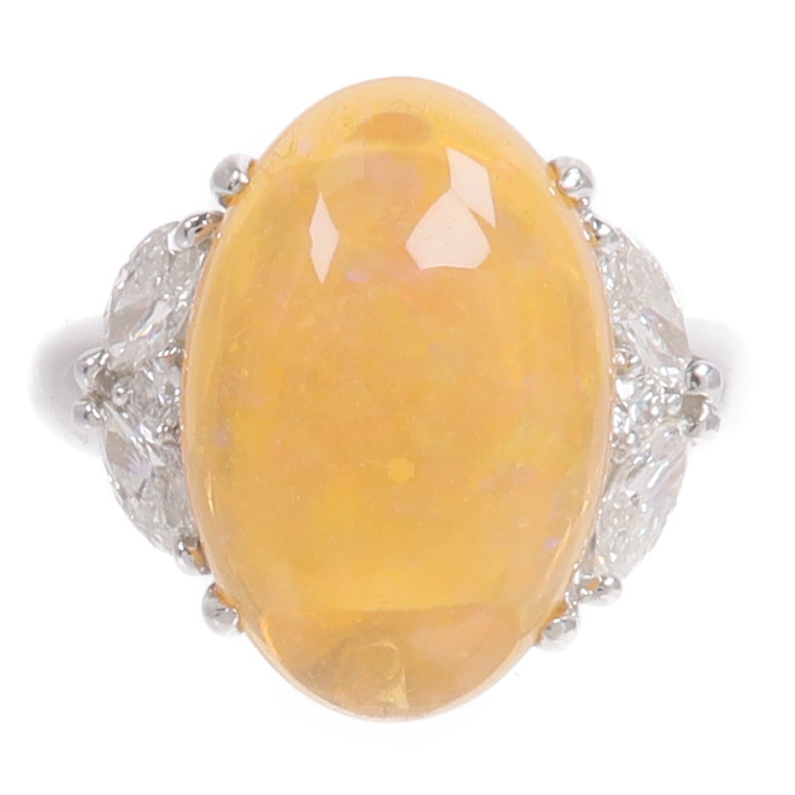 JEWELRY PT950鉑金Fire Opal Diamond Ring火蛋白石/鑽石戒指