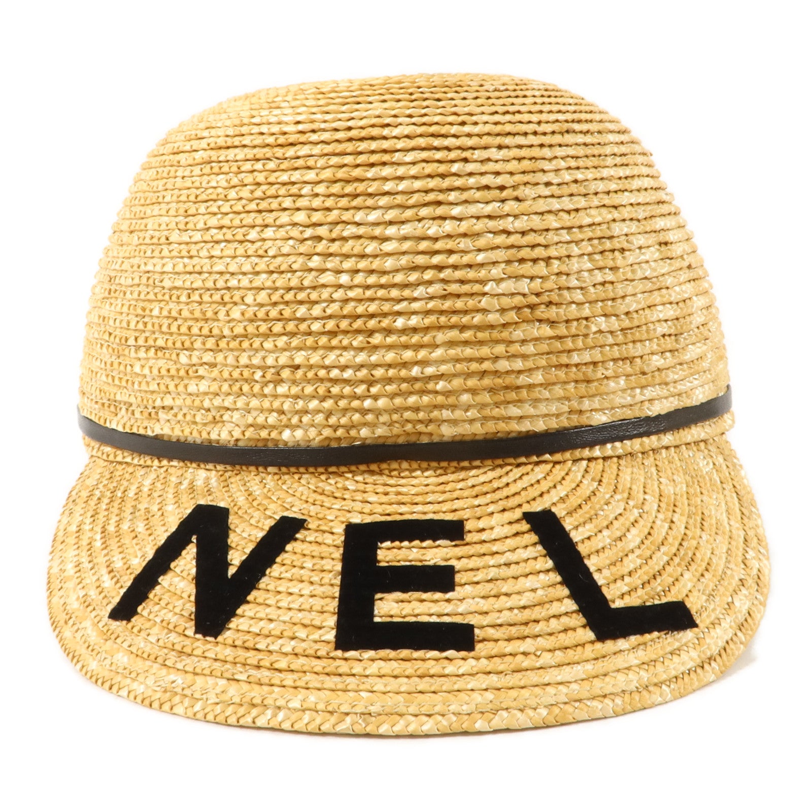 CHANEL 羊皮皮革/稻草Runway Straw Cap S帽子