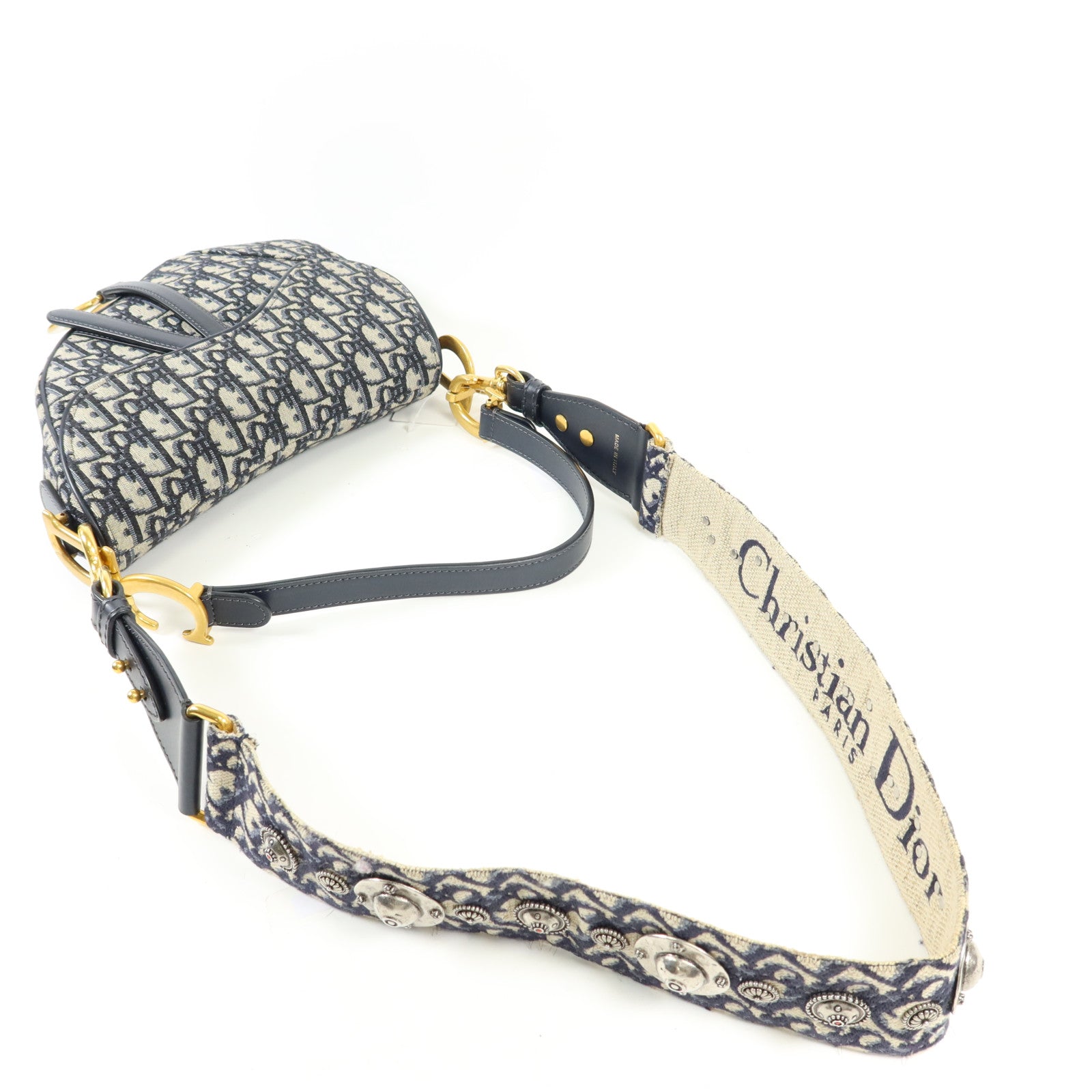 Dior 帆布Saddle金扣手挽肩背兩用袋