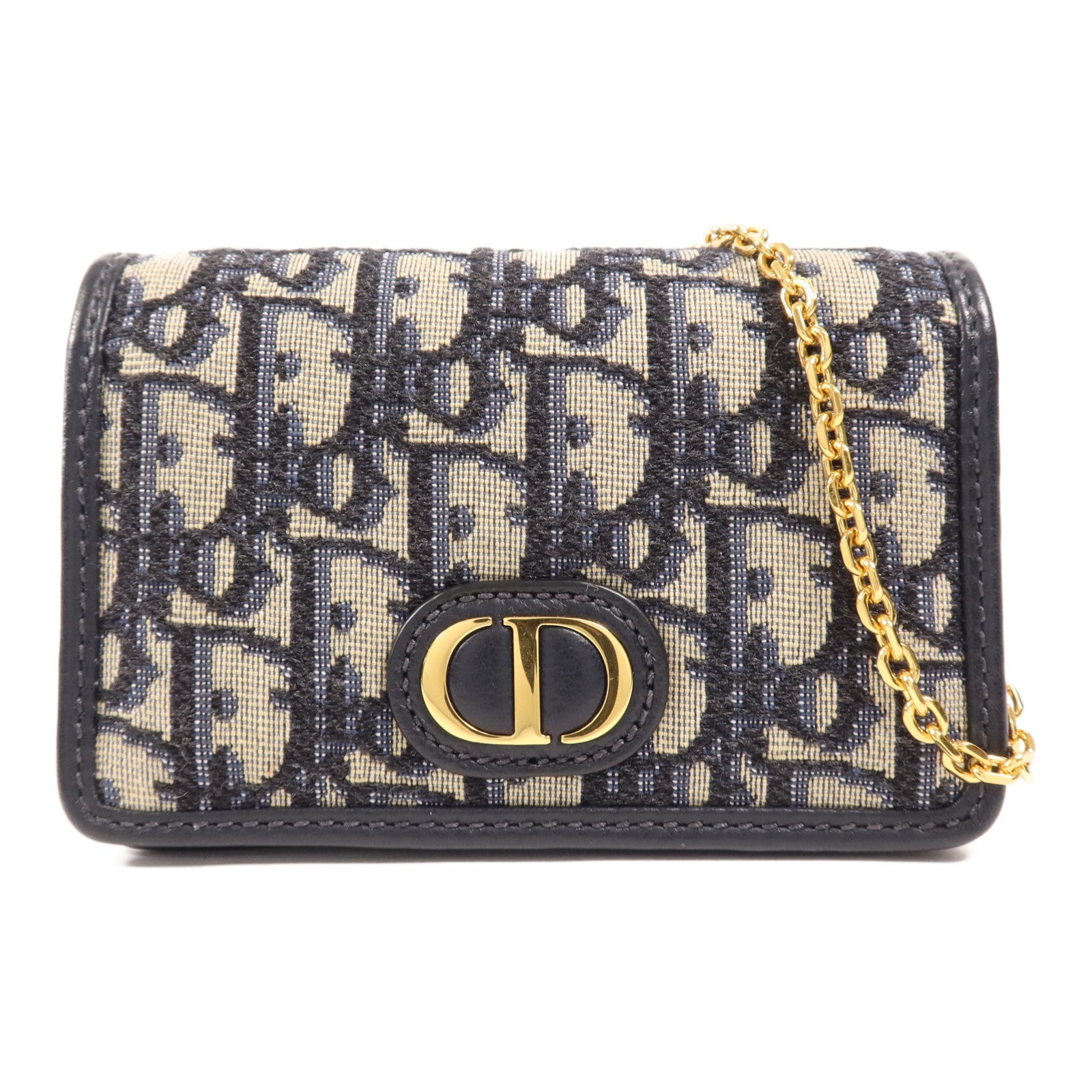 Dior 帆布30 Montaigne Bag金扣鏈帶肩背袋