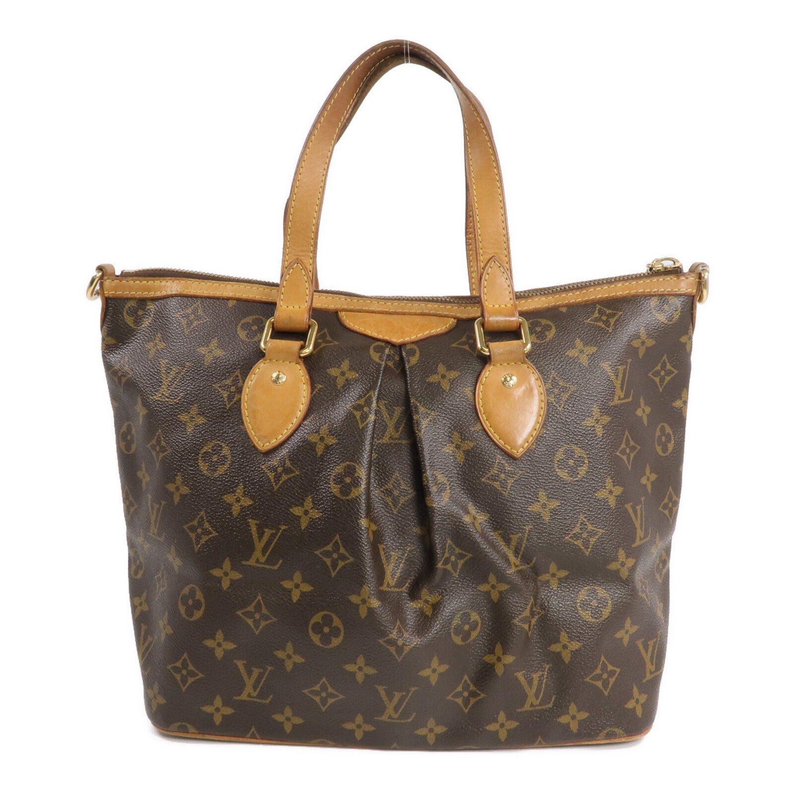 LOUIS VUITTON Monogram Palermo PM金扣手挽肩背兩用袋棕色