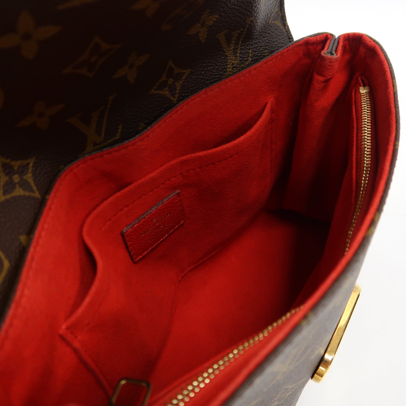 LOUIS VUITTON 【激減優惠】Monogram Saint Placide金扣鏈帶肩背袋啡色/紅色