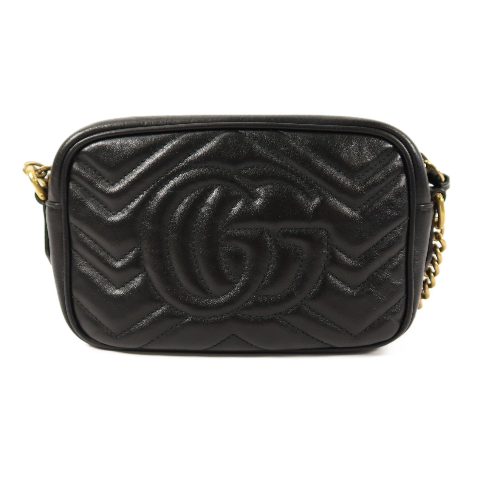 GUCCI 牛皮皮革GG Marmont Mini鏈帶肩背袋