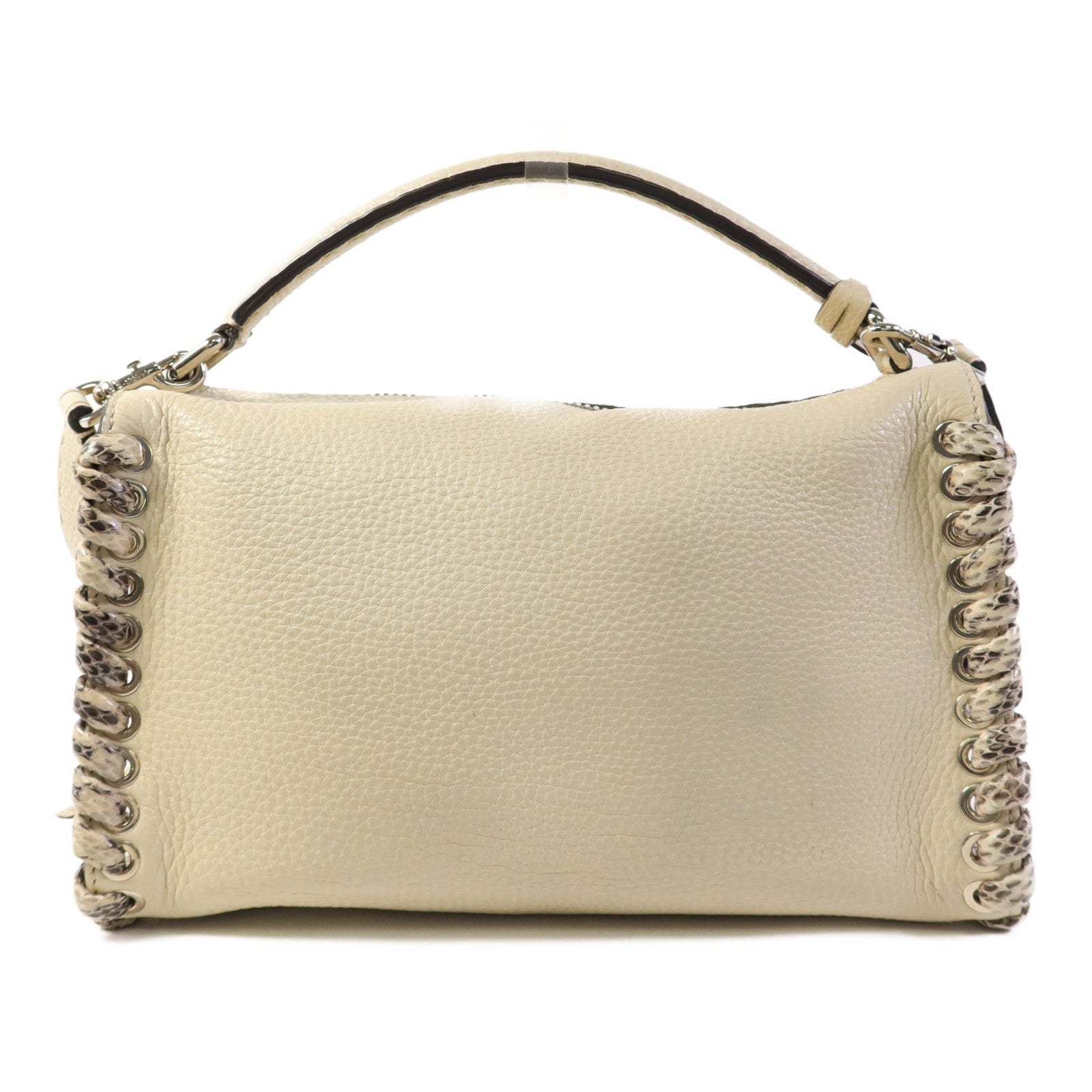 FENDI 牛皮/蛇皮皮革2 Way Shoulder Bag銀扣手挽肩背兩用袋