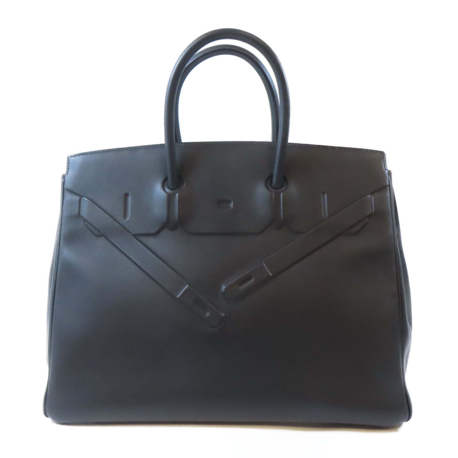 HERMES 【激減優惠】Swift皮革Birkin 35銀扣手挽袋黑色
