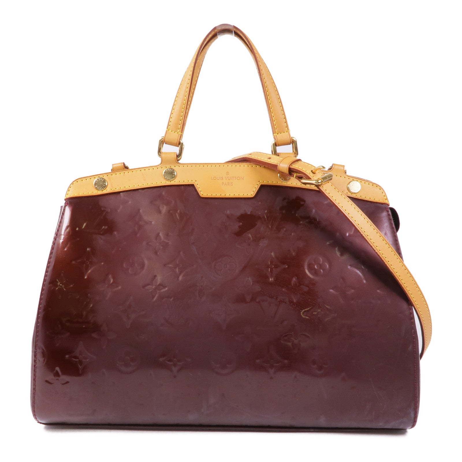 LOUIS VUITTON Vernis Brea MM金扣手挽肩背兩用袋Rouge Fauviste