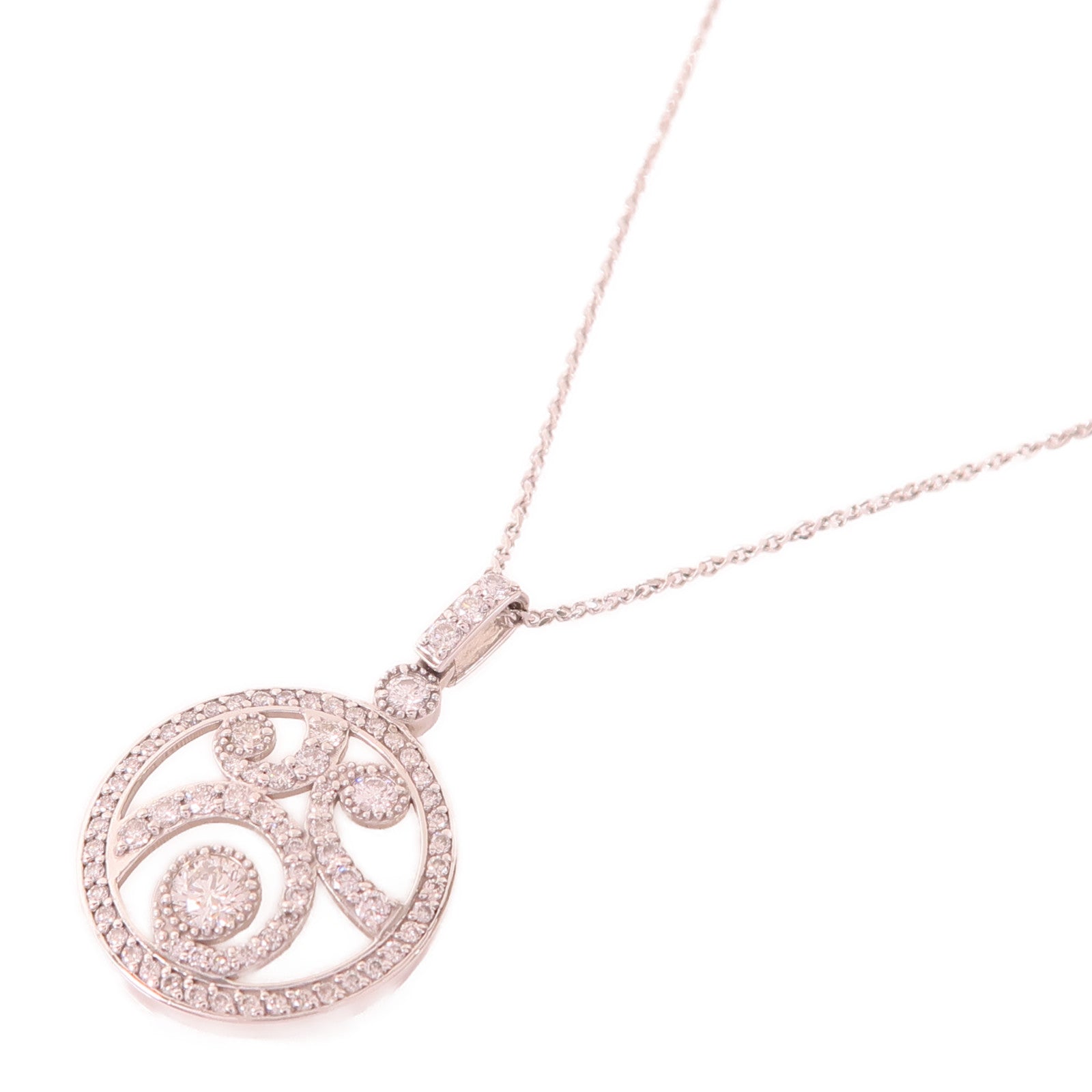 Jewelry 1.04ct Diamond Necklace 6.8g 18K White Gold