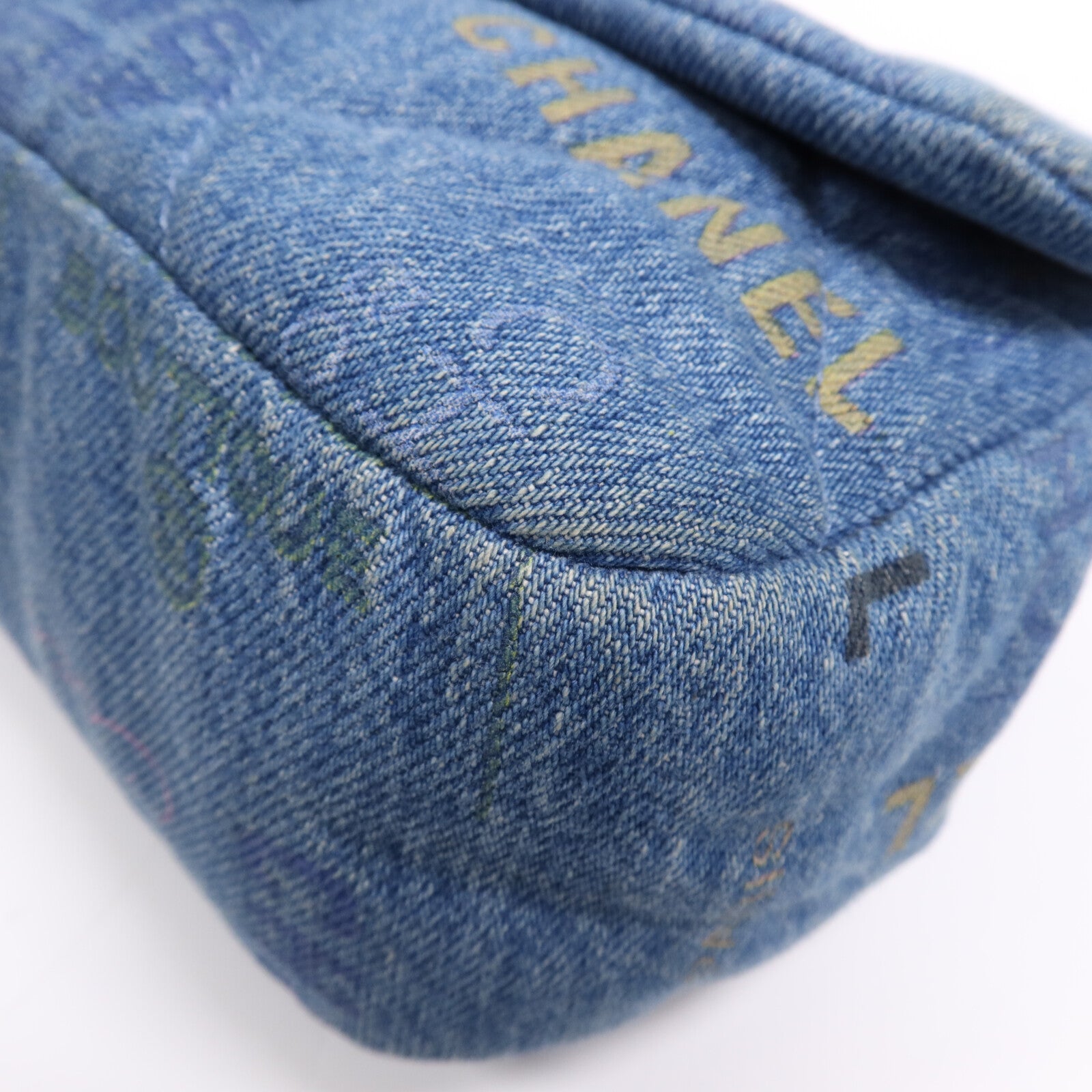 CHANEL 牛仔布Chain Shoulder Bag金扣鏈帶肩背袋