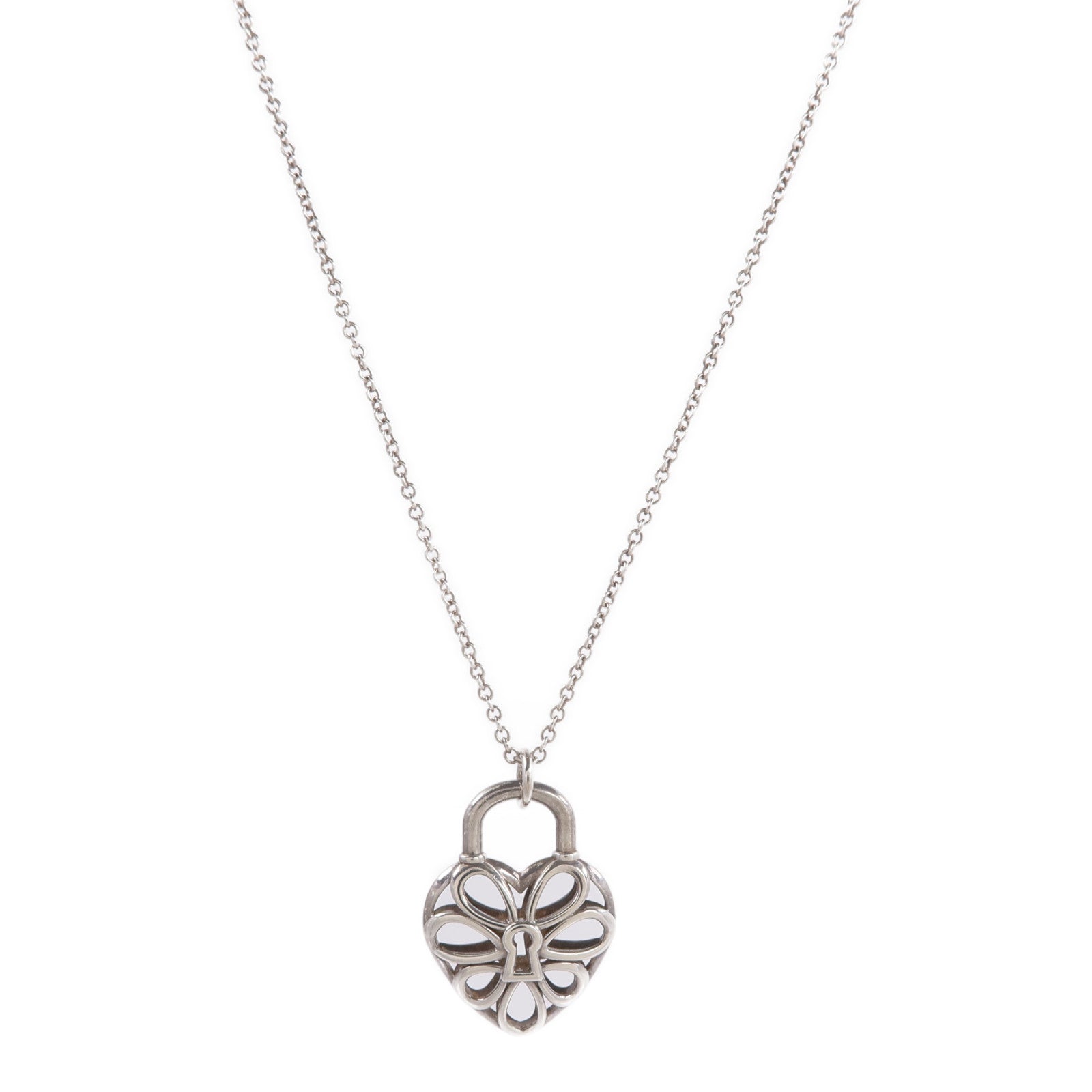 TIFFANY&CO 925純銀Tiffany Heart Lock Pendant項鍊