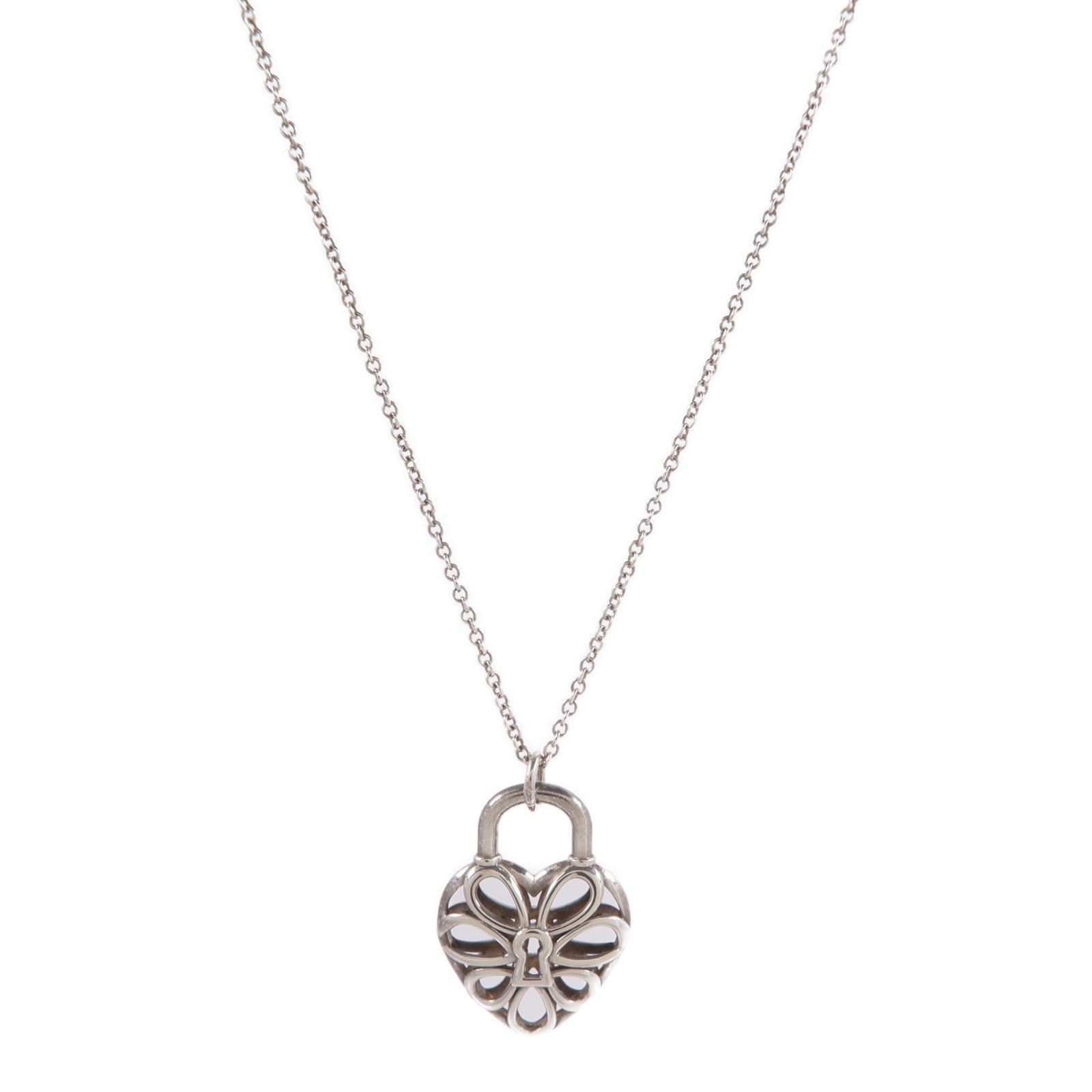 TIFFANY&CO 925純銀Tiffany Heart Lock Pendant項鍊