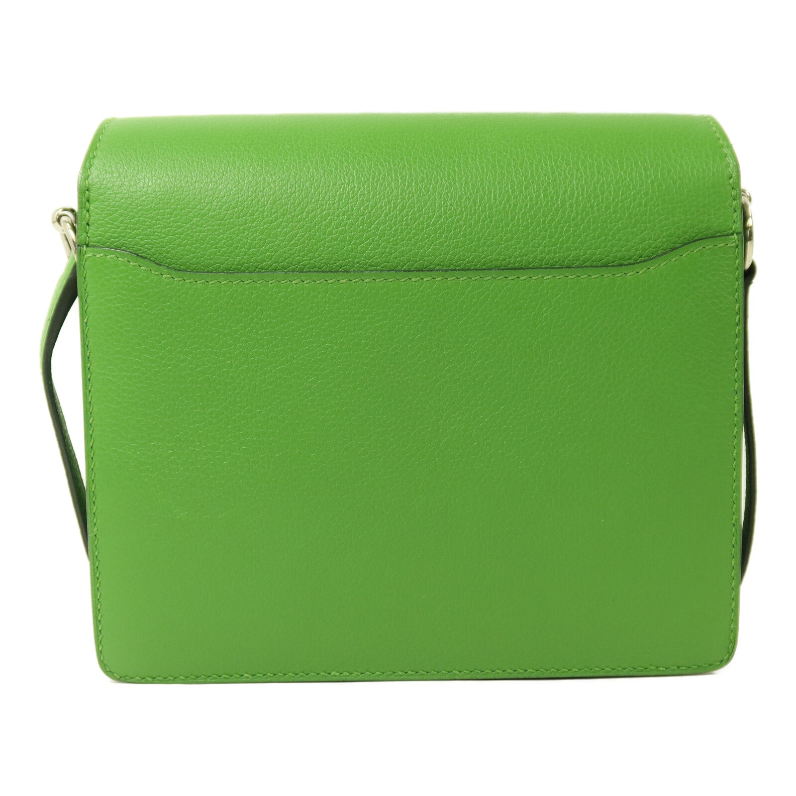 HERMES Evercolor皮革Roulis Mini銀扣肩背袋Vert Yucca