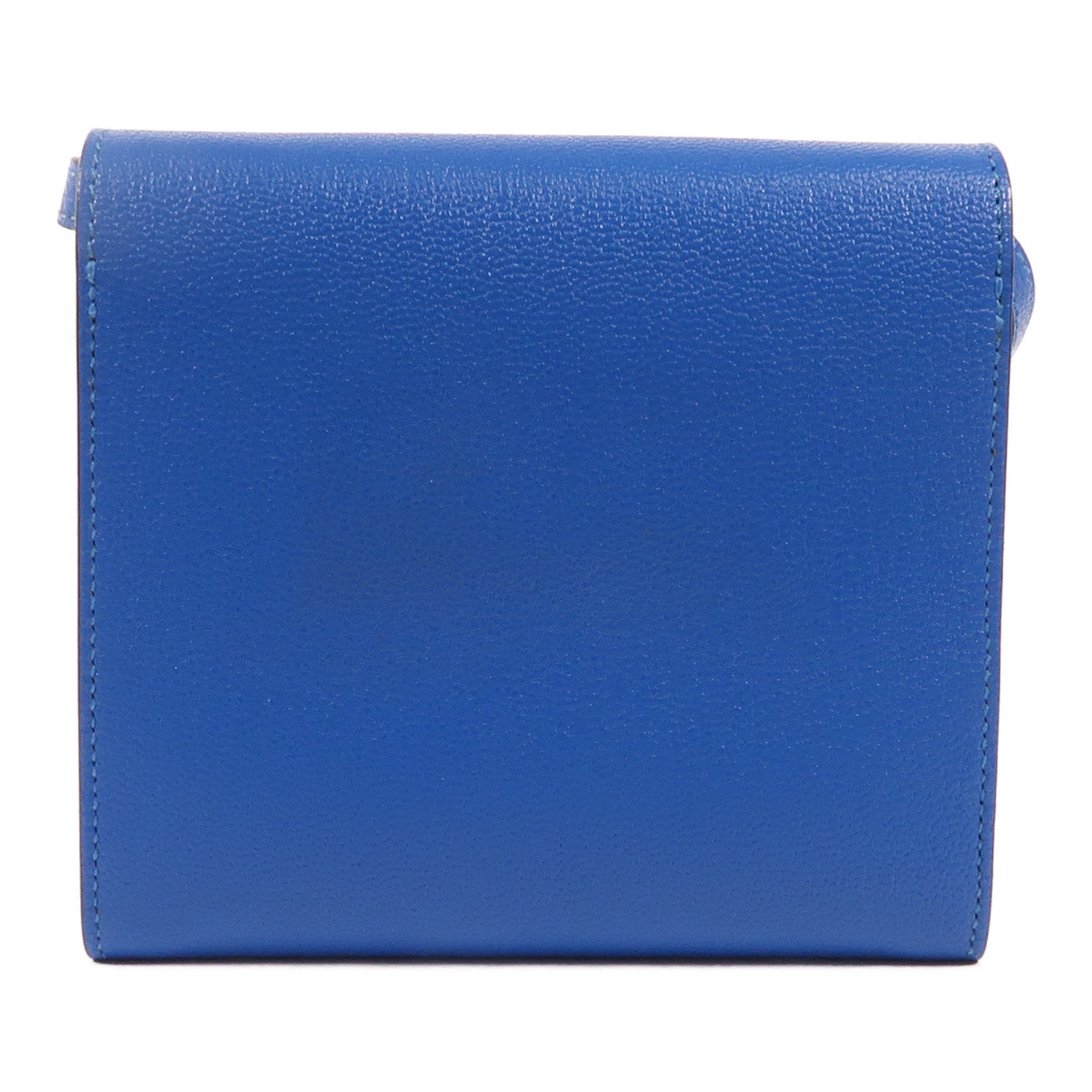 HERMES Chevre皮革Cinhetic To Go Wallet銀扣肩背袋Blue Brighton