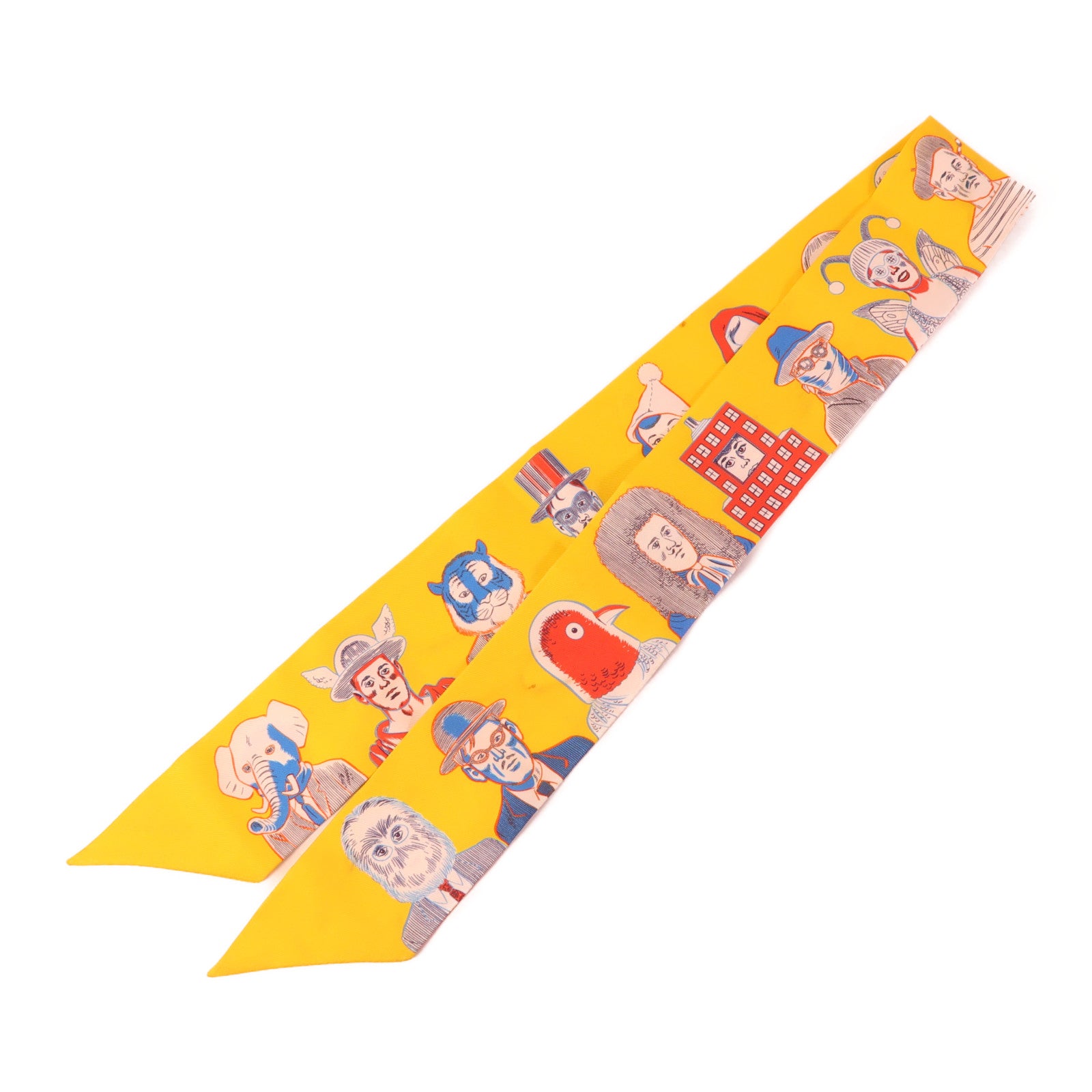 HERMES Twilly Scarf Scarves Silk Yellow