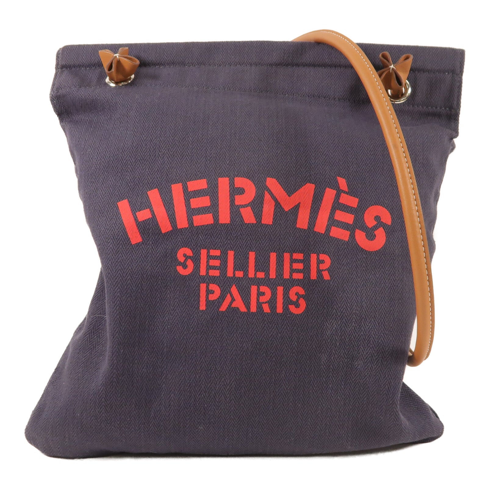 HERMES 帆布/Swift皮革Aline銀扣肩背袋