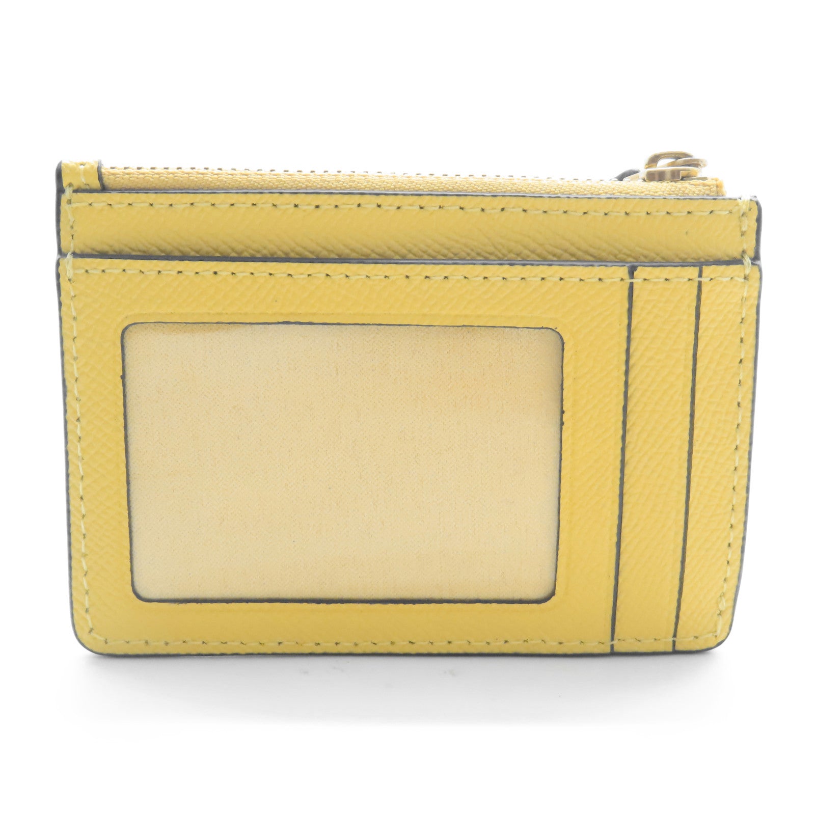 COACH 【激減優惠】牛皮皮革Card Case金扣卡片包黃色