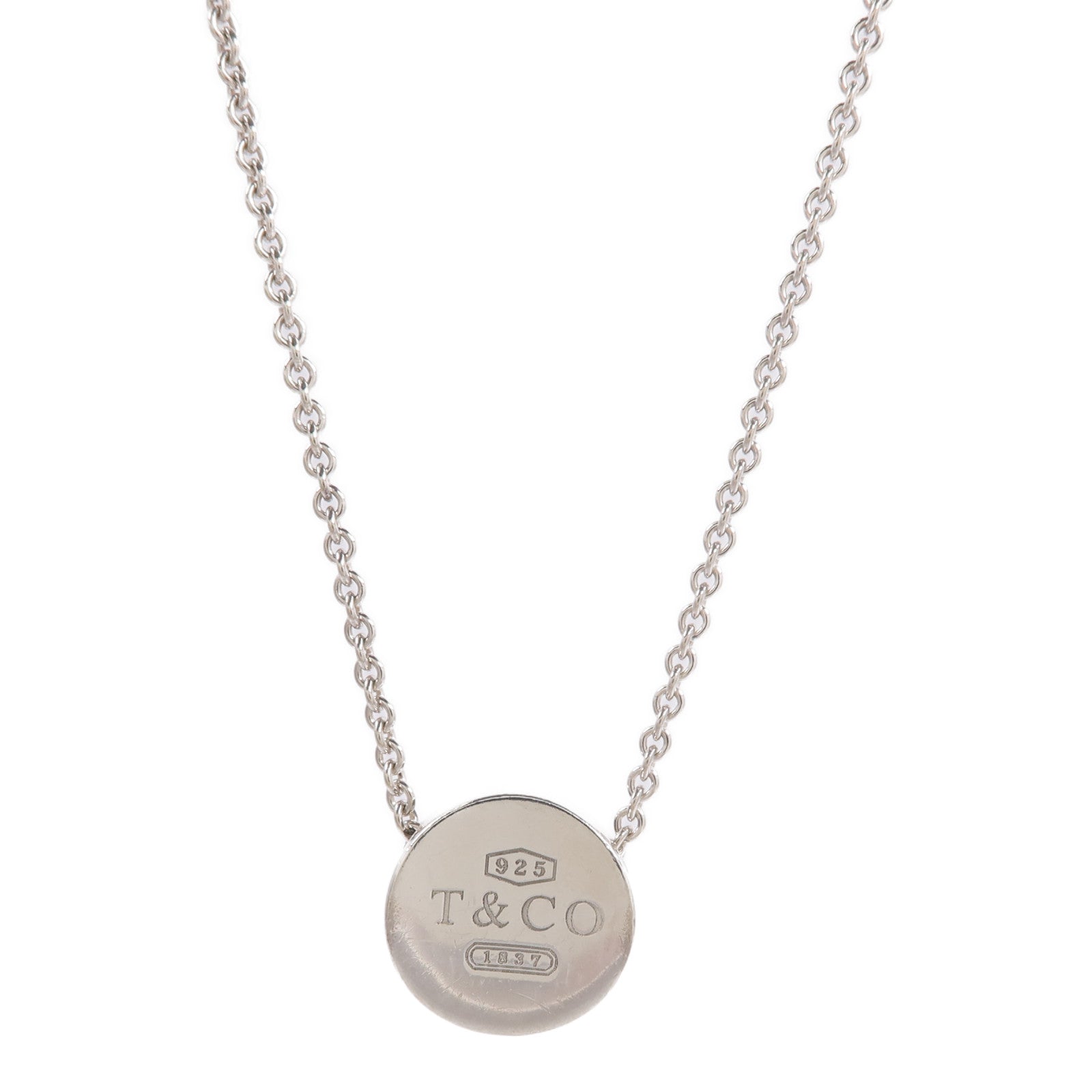 TIFFANY&CO 925純銀1837 Concave Circle Pendant項鍊