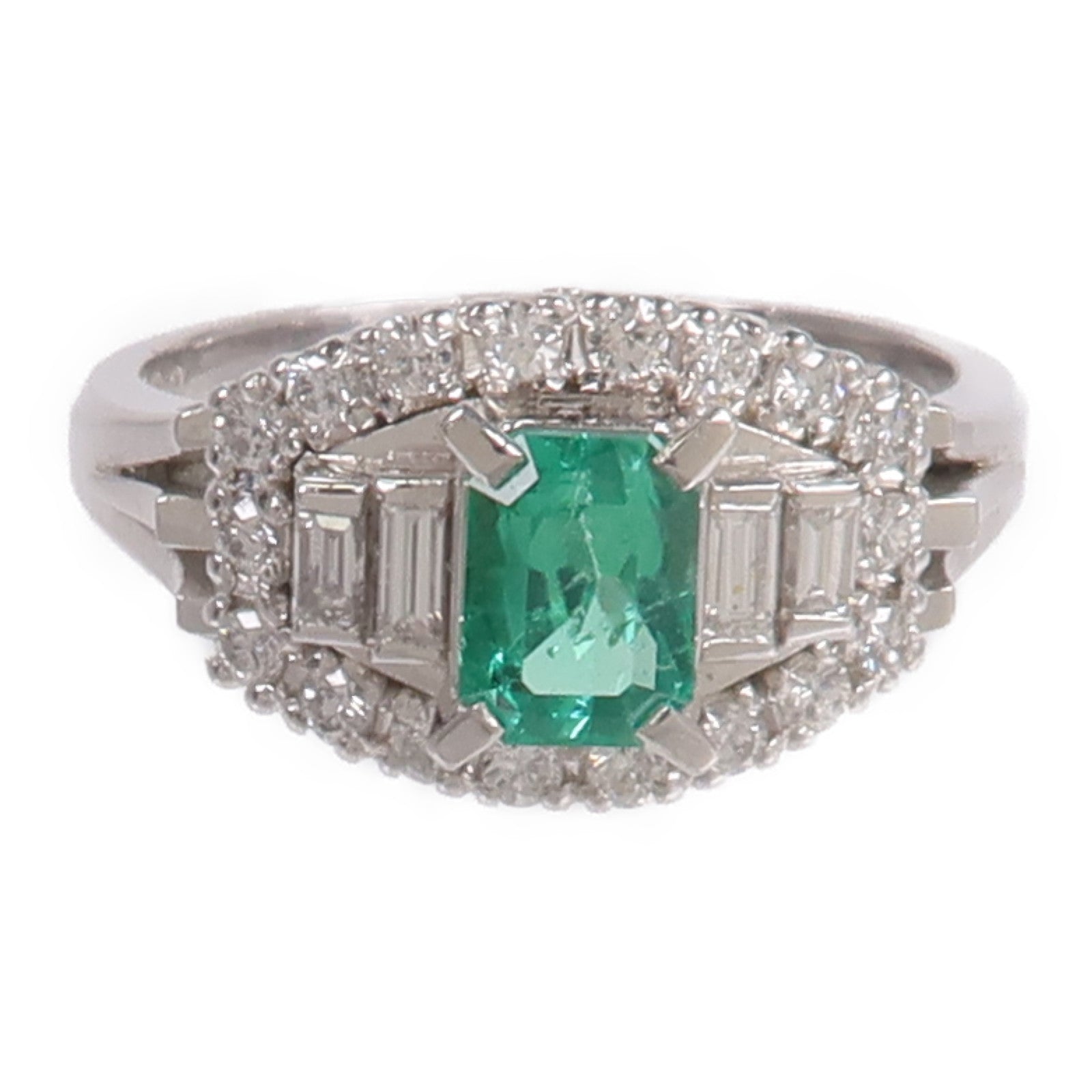 JEWELRY PT900鉑金Emerald Diamond Ring綠寶石/鑽石戒指
