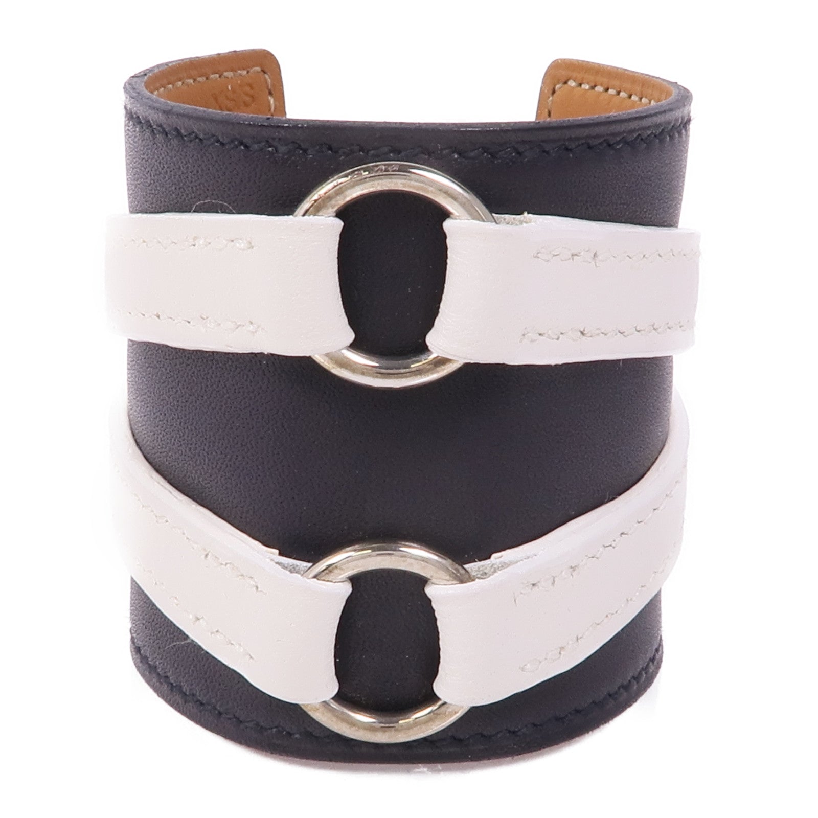 HERMES PHW Bracelet Veau Swift Leather Black White