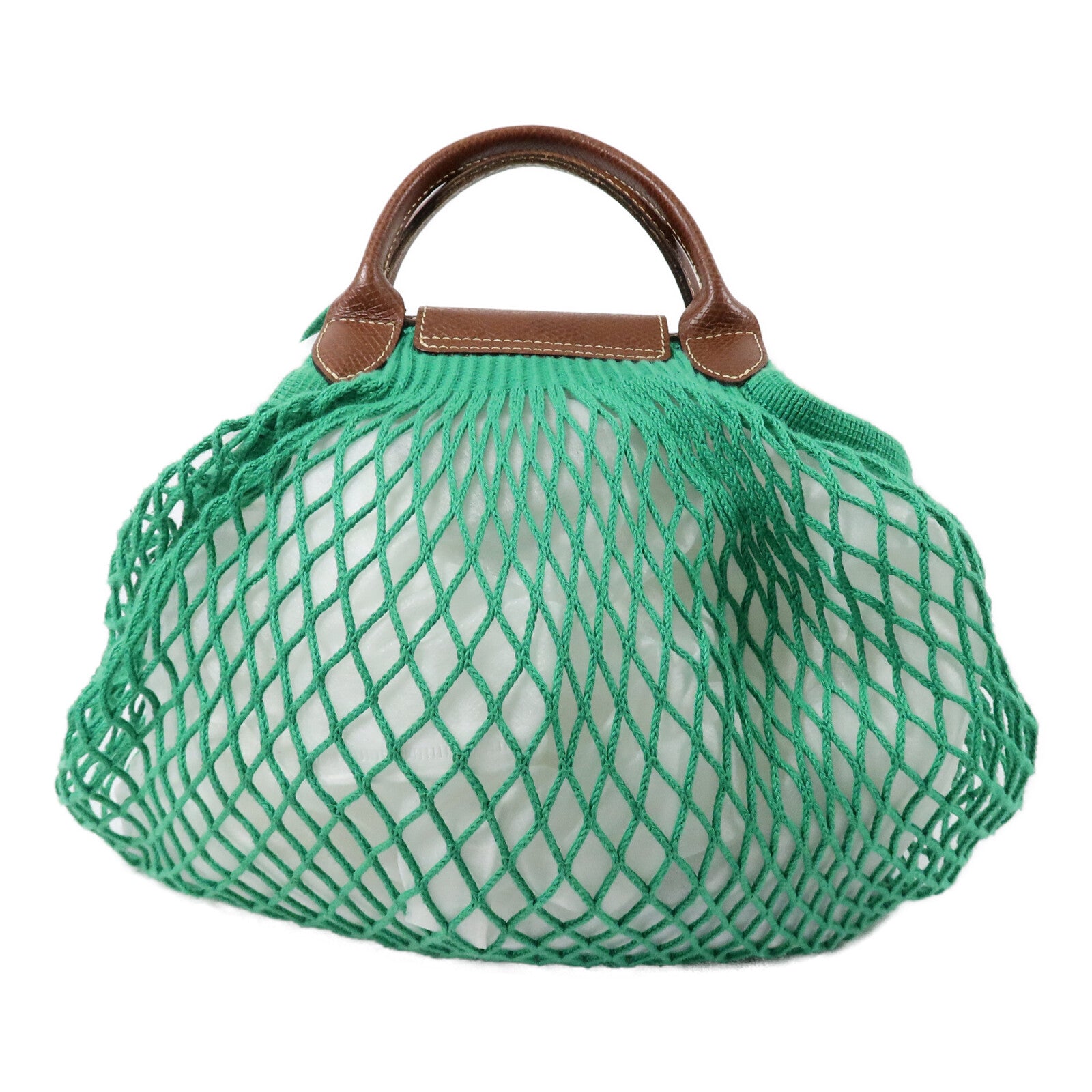Longchamp 棉質/皮革Le Pliage Filet L手挽肩背兩用袋
