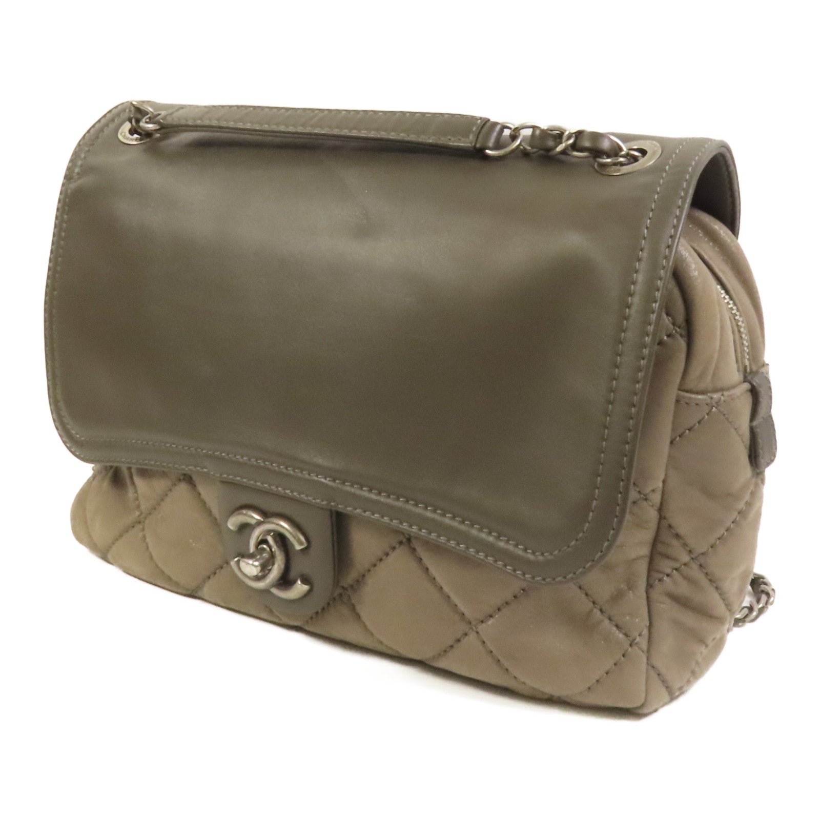 CHANEL 牛皮皮革Chain Shoulder銀扣鏈帶肩背袋