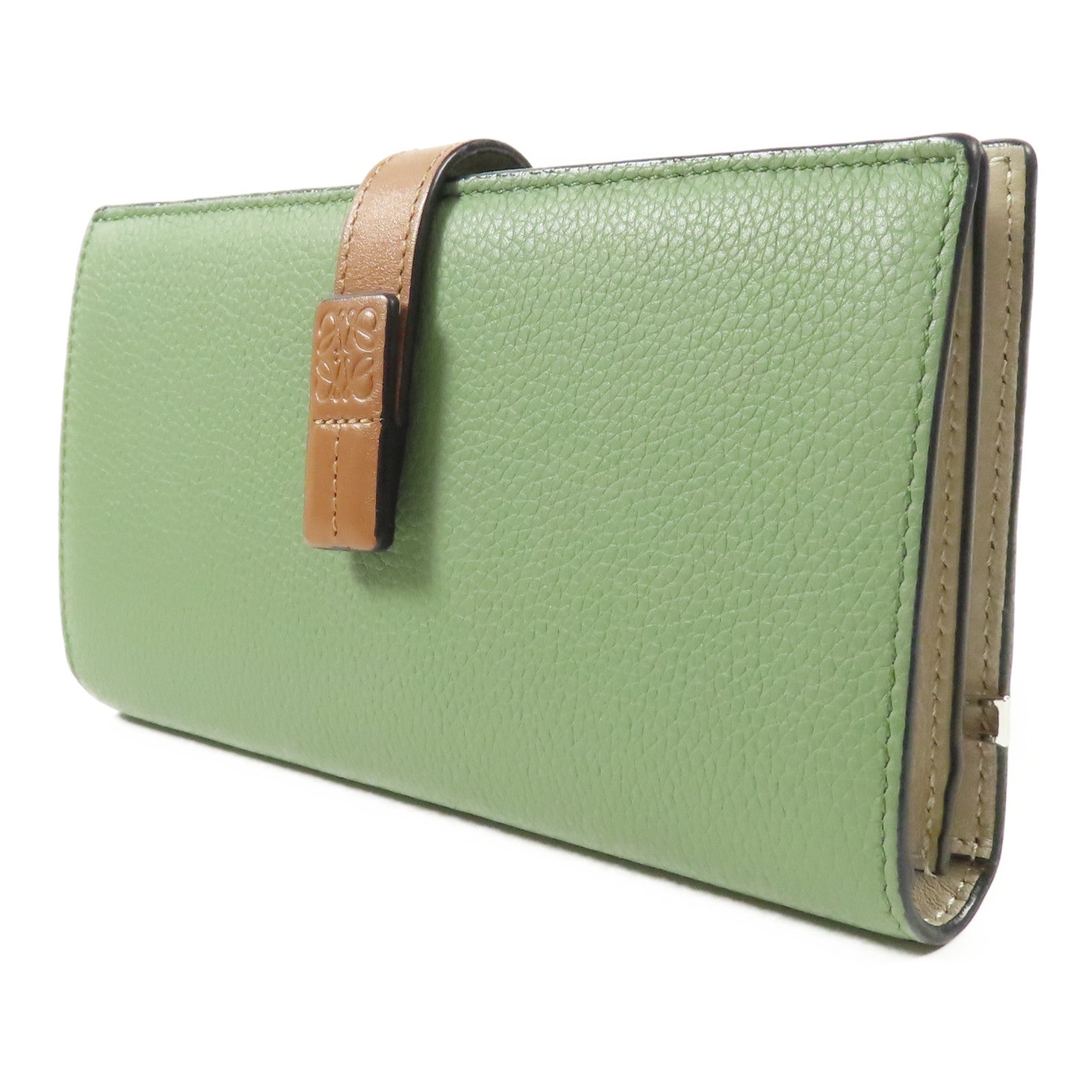 LOEWE 牛皮皮革Large Vertical Wallet銀扣長錢包