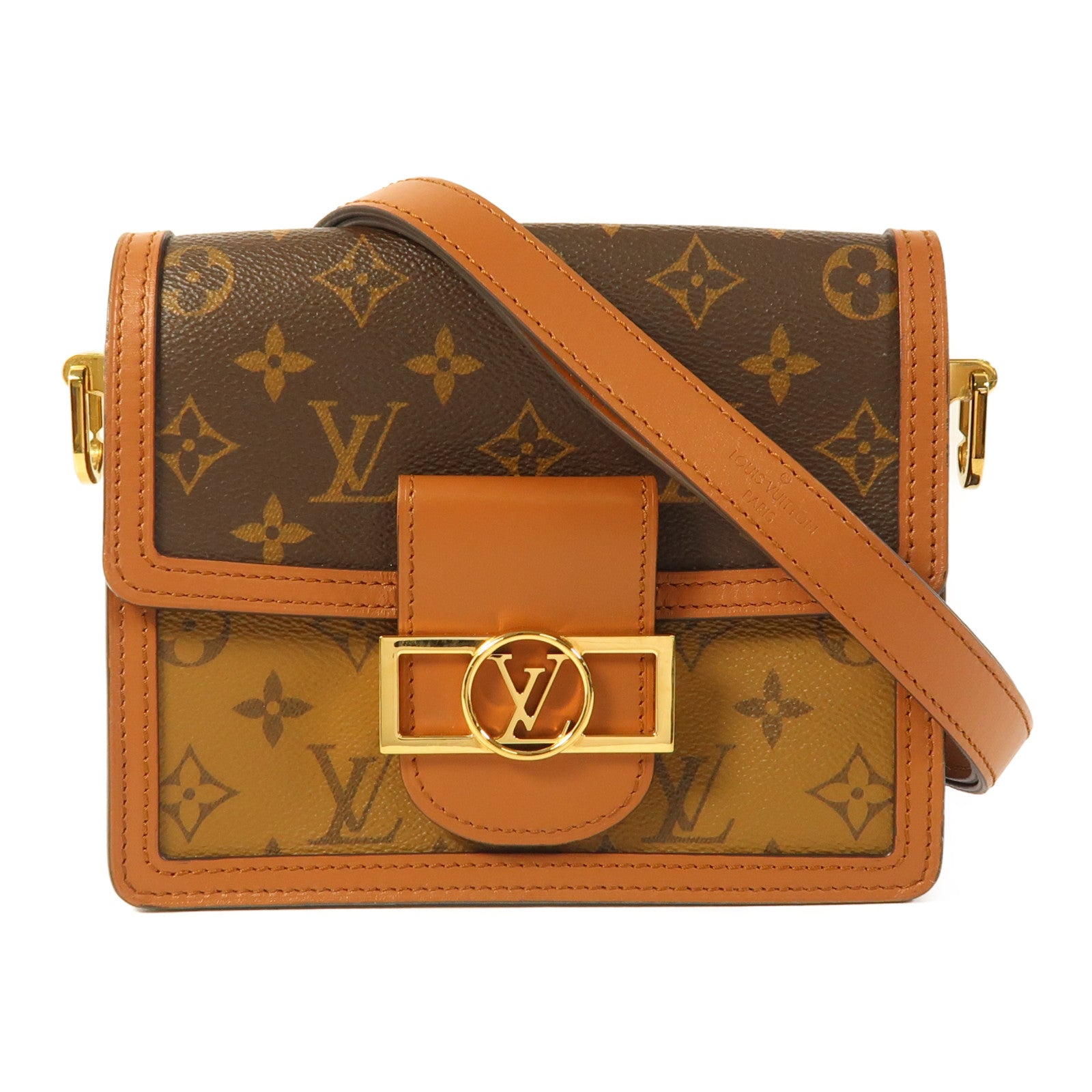 LOUIS VUITTON Monogram Reverse Mini Dauphine金扣肩背袋