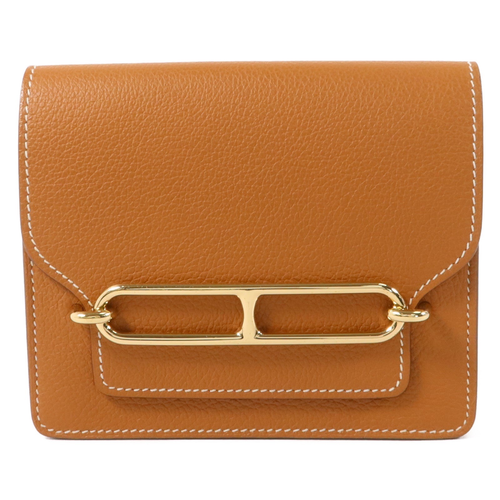 HERMES Evercolor皮革Roulis Slim錢包Gold