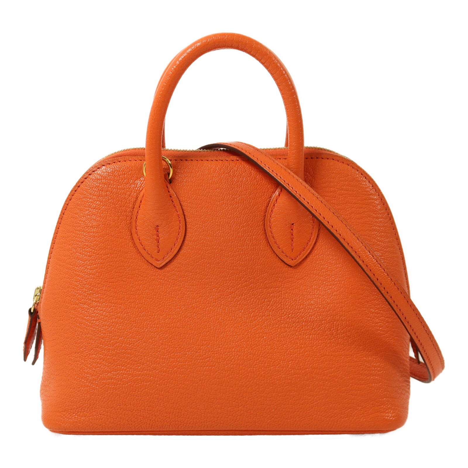 HERMES Chevre皮革Mini Bolide金扣手挽肩背兩用袋Orange Poppy