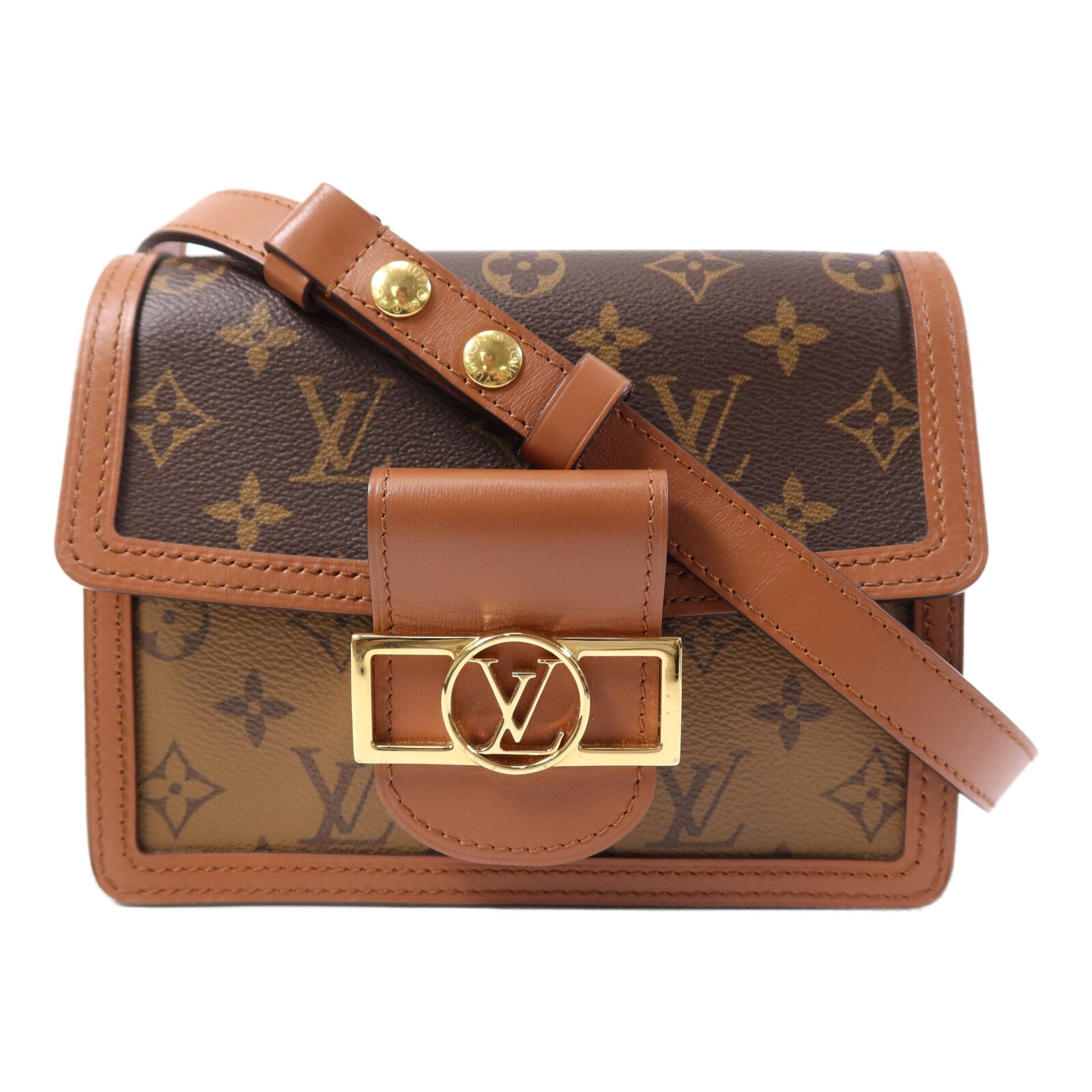 LOUIS VUITTON Monogram Reverse Mini Dauphine金扣肩背袋