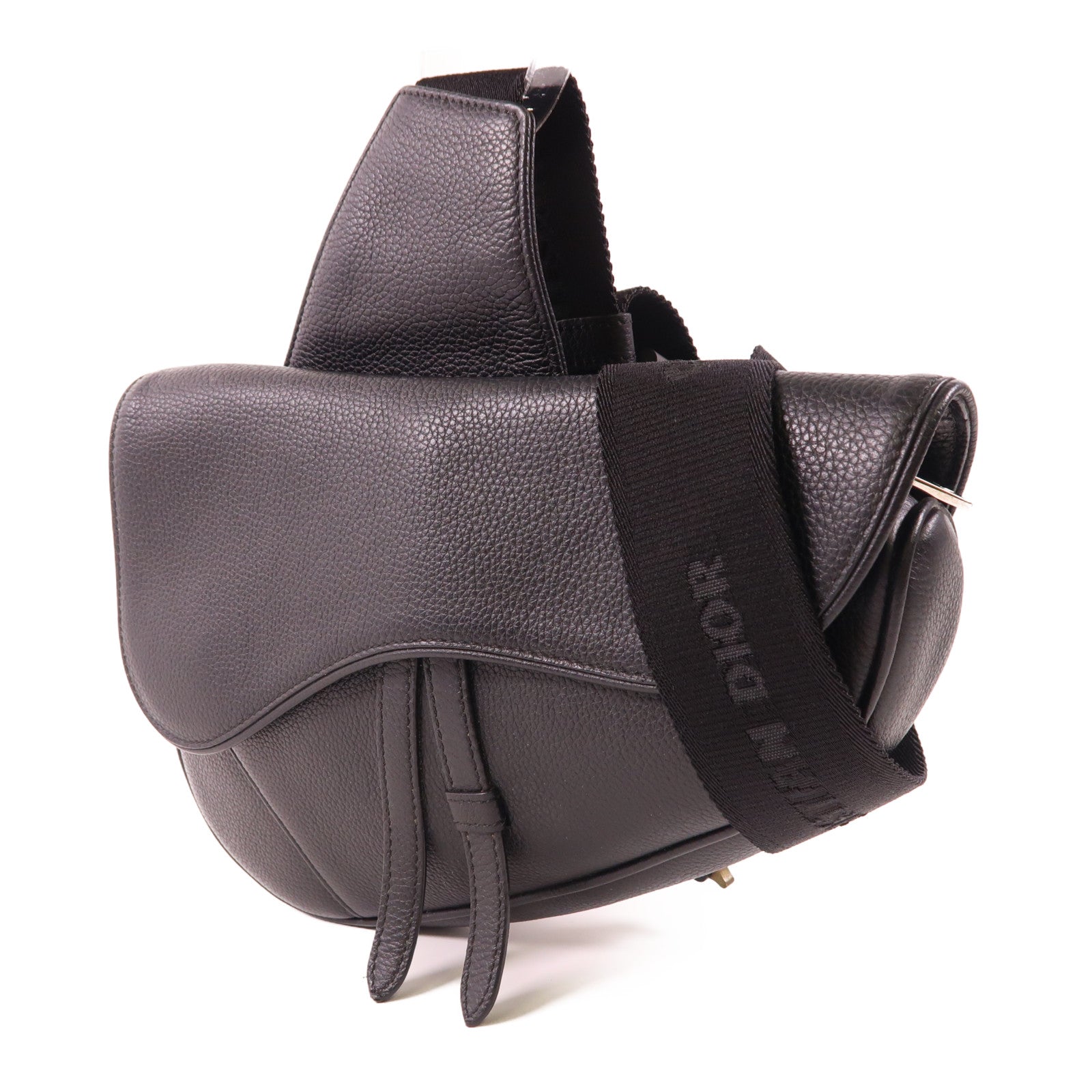 Dior 牛皮皮革Saddle Bag銀扣肩背袋