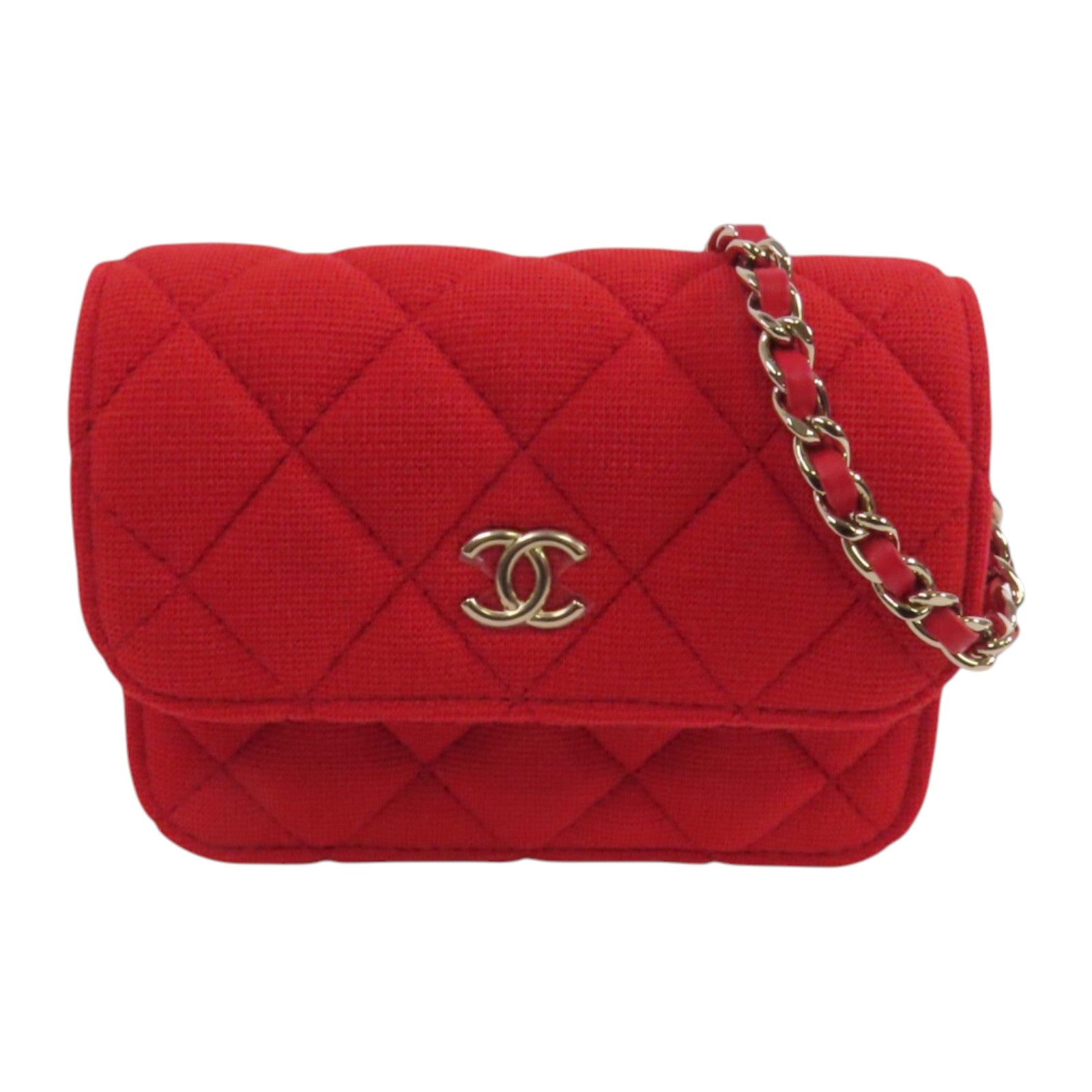 CHANEL 帆布Shoulder Bag金扣鏈帶肩背袋