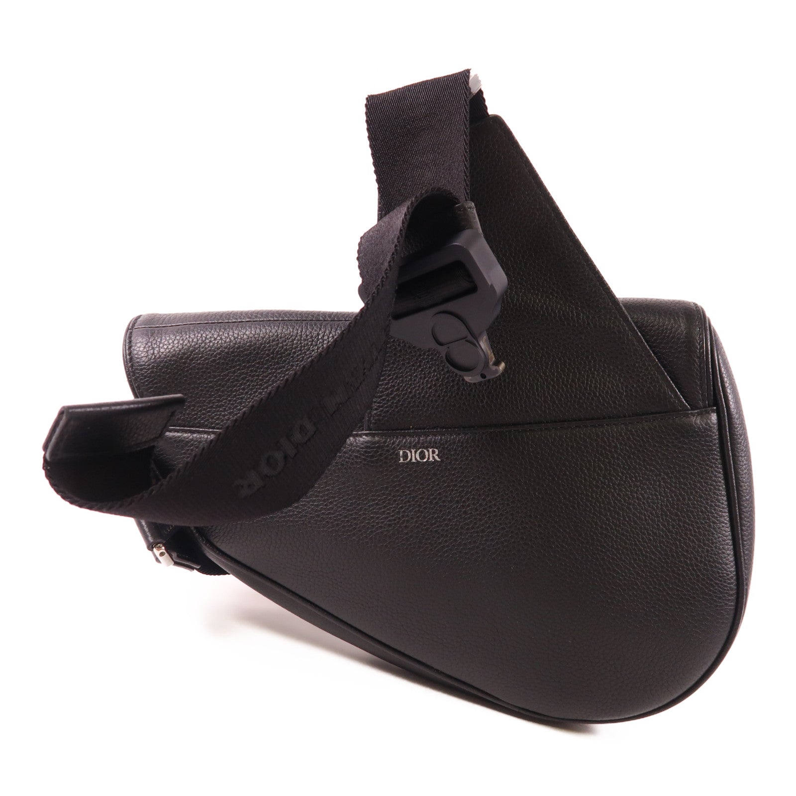 Dior 牛皮皮革Saddle Bag銀扣肩背袋