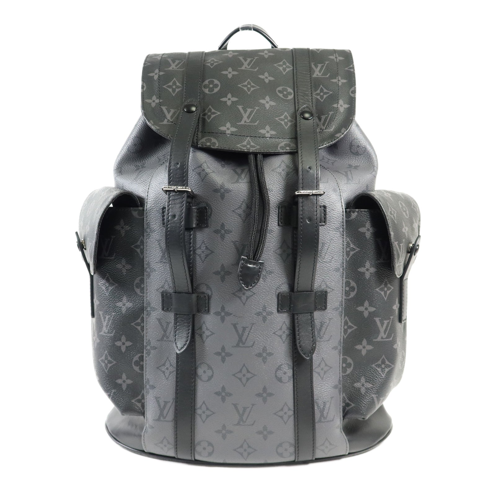 LOUIS VUITTON Monogram Eclipse Christopher MM銀扣背包