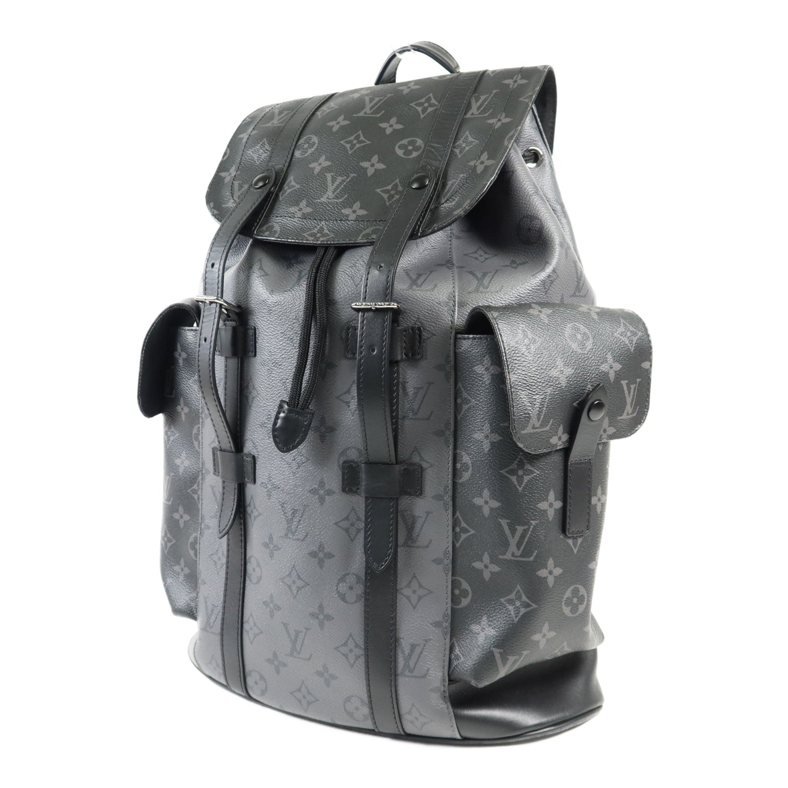 LOUIS VUITTON Monogram Eclipse Christopher MM銀扣背包