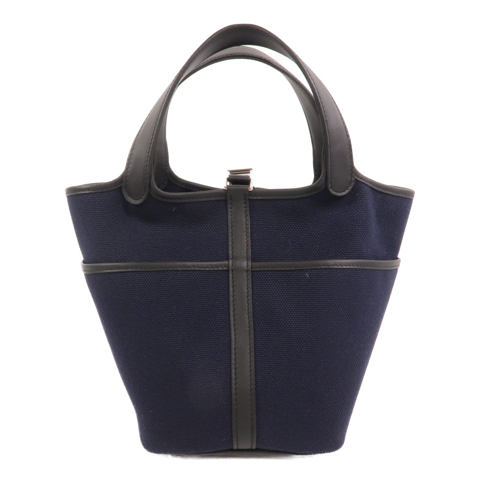 HERMES 帆布Picotin PM手提袋Noir/Caban