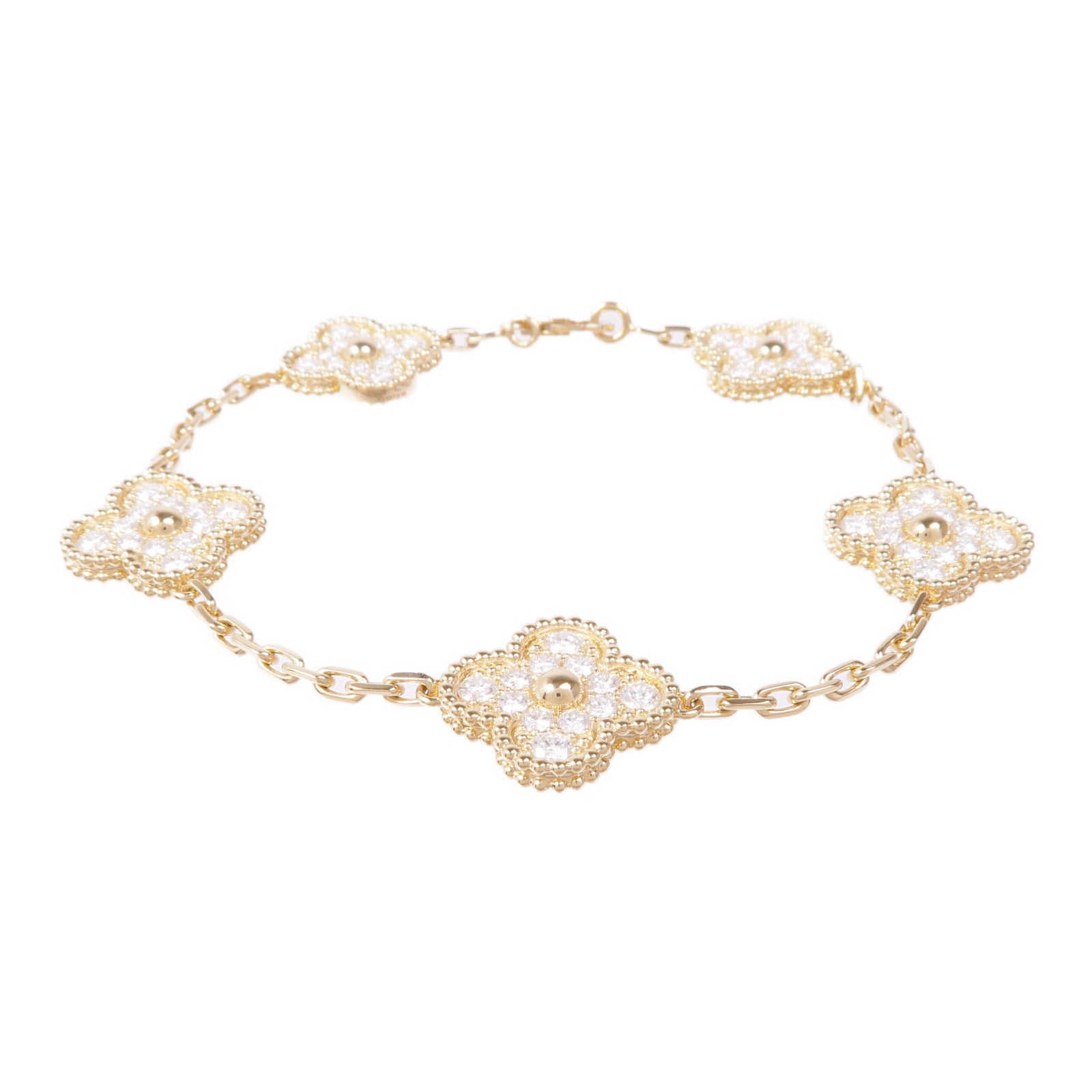 Van Cleef & Arpels 18K黃金Vintage Alhambra Bracelet鑽石手鏈