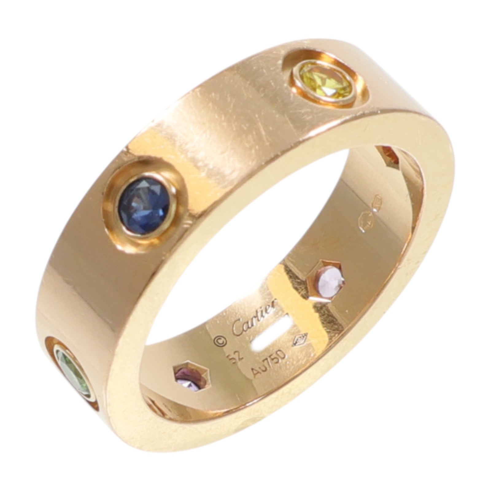 CARTIER 18K玫瑰金Love Ring藍寶石/石榴石/紫水晶戒指