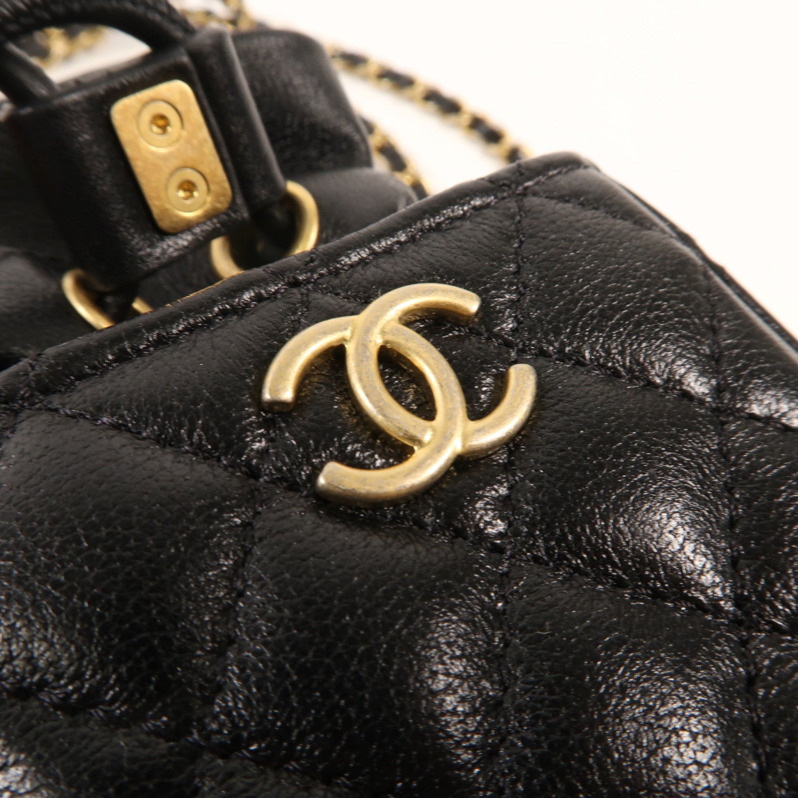 CHANEL 牛皮皮革Mini Box金扣肩背袋
