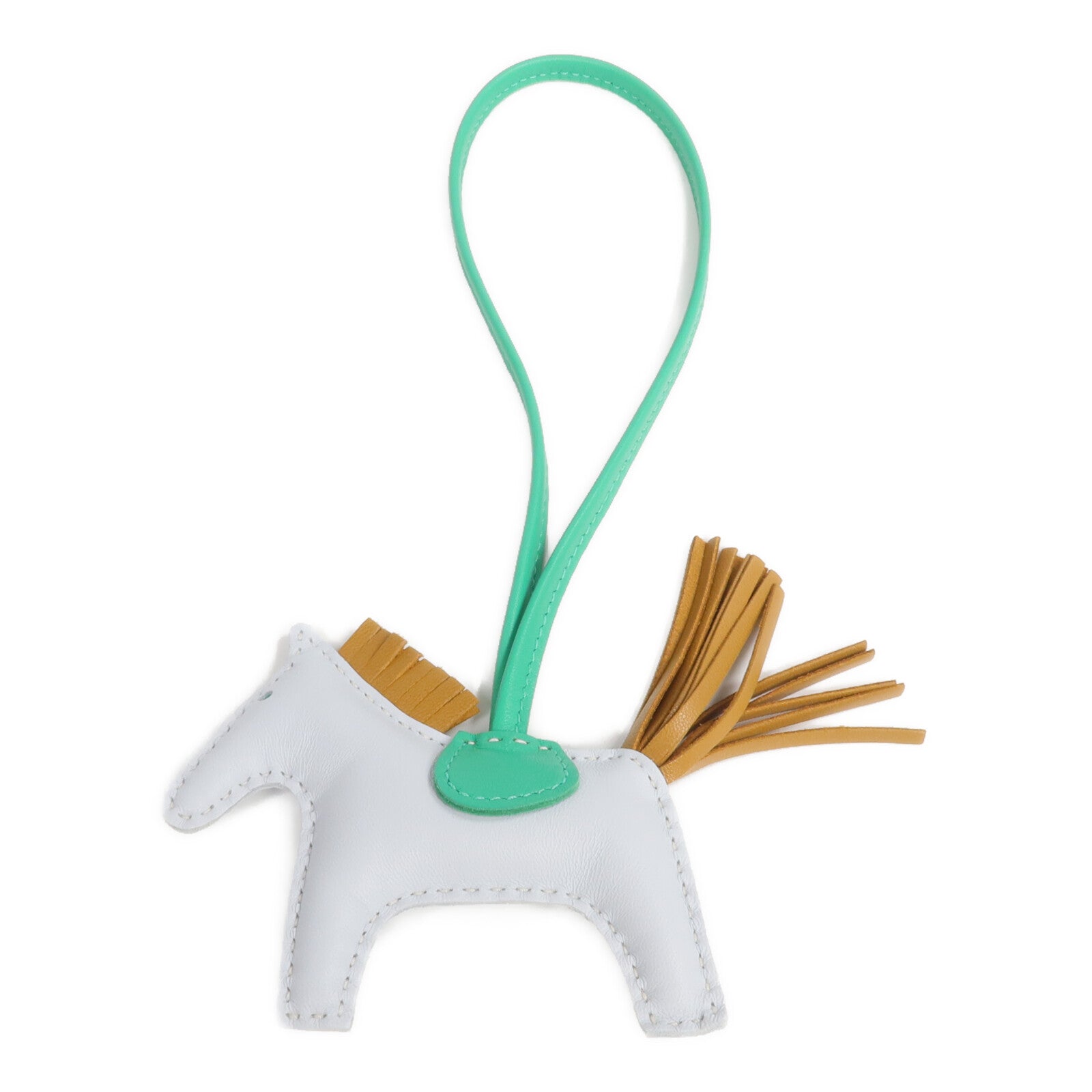 HERMES Milo皮革Rodeo PM掛飾Bleu Pale/Menthe/Sesame